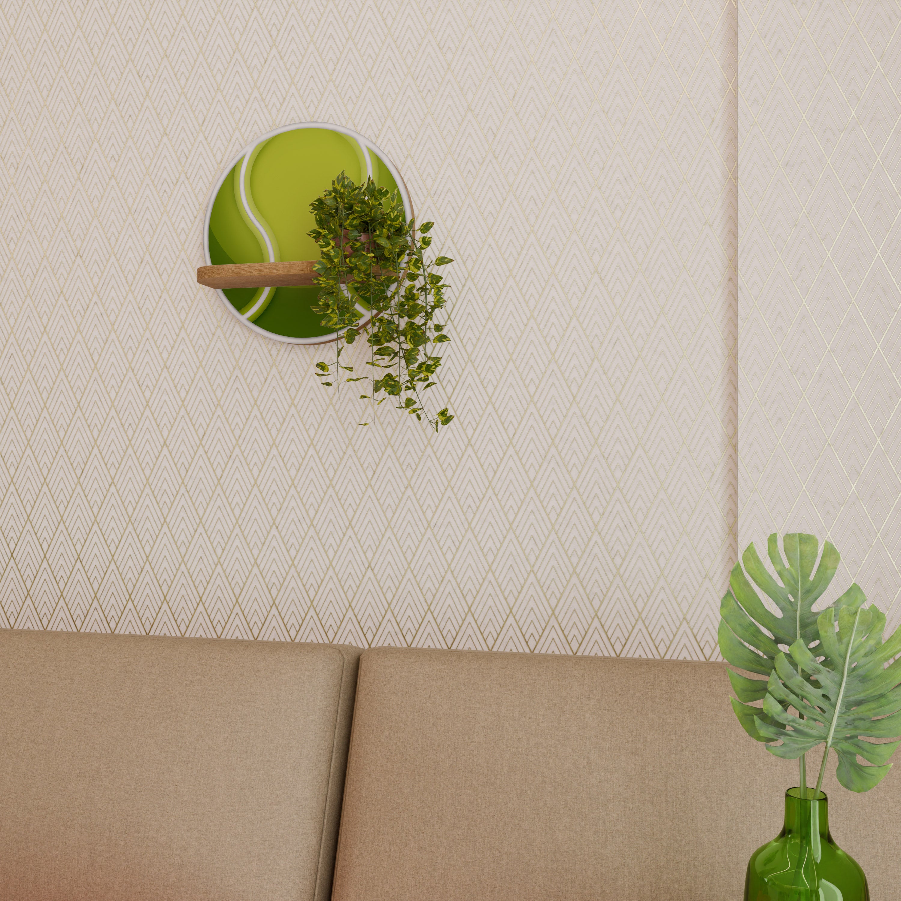 Estantería de arte redonda TENIS POINT con efecto roble