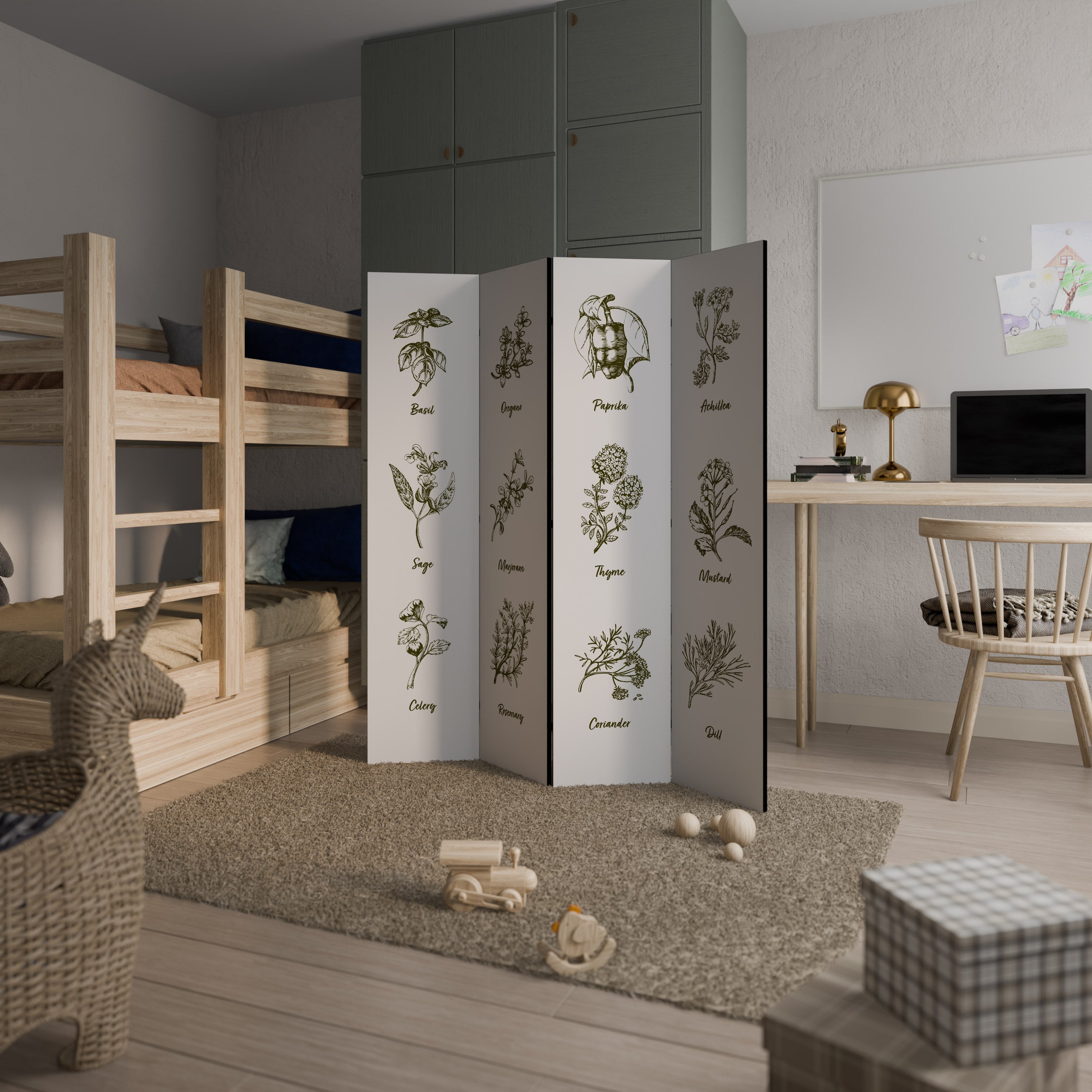 Biombo decorativo de 4 paneles HERBAL FINESSE - ENG