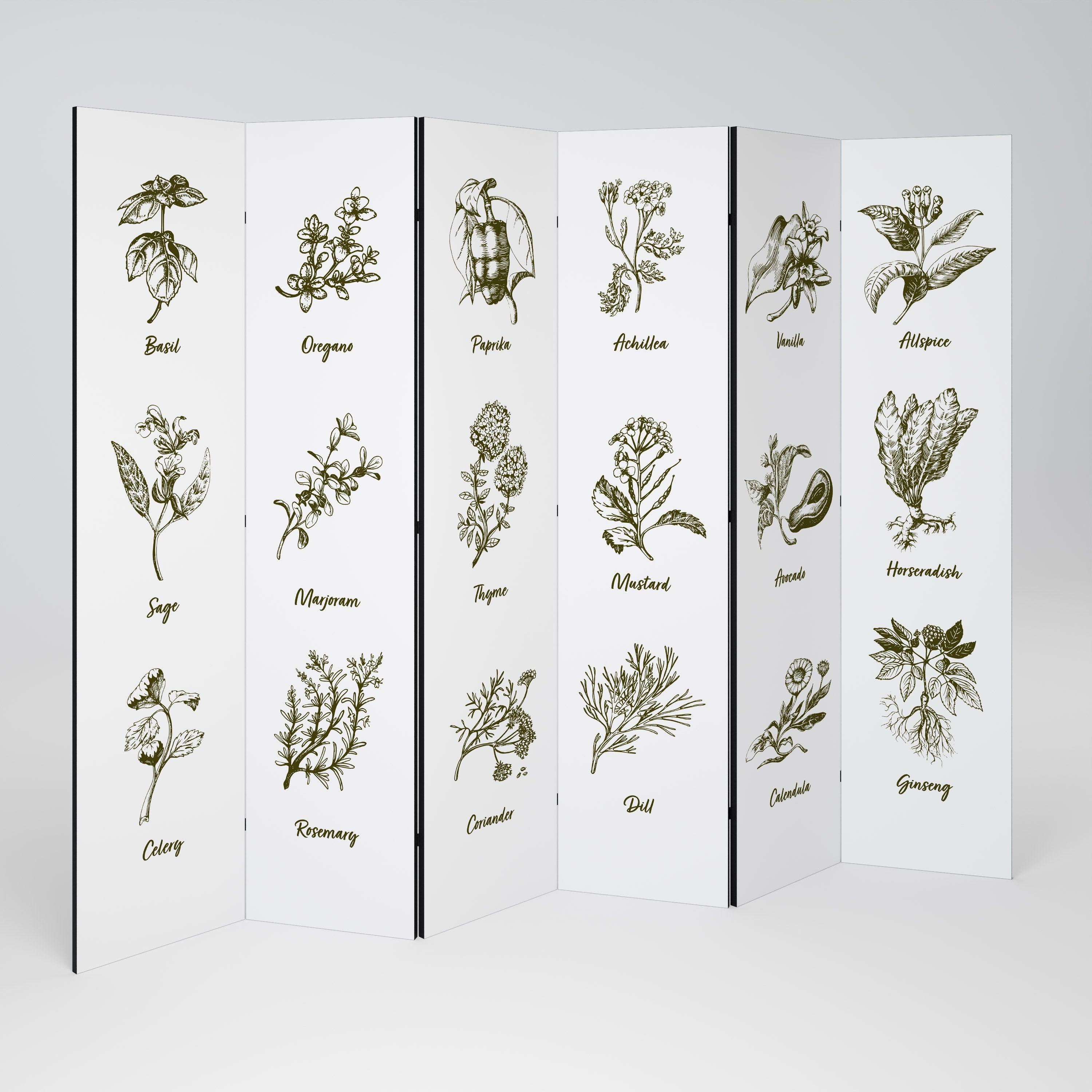 Biombo decorativo de 6 paneles HERBAL FINESSE - ENG