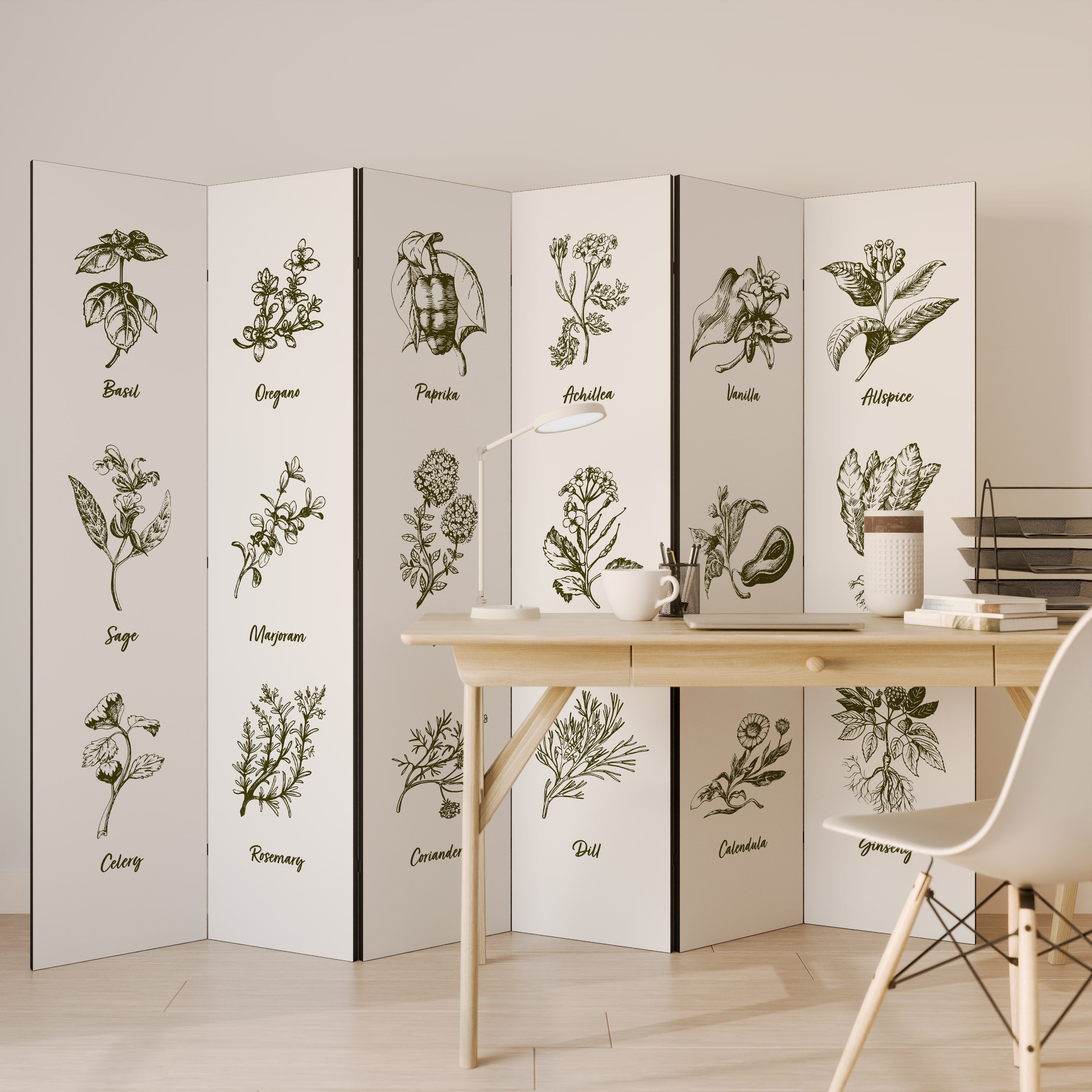 Biombo decorativo de 6 paneles HERBAL FINESSE - ENG