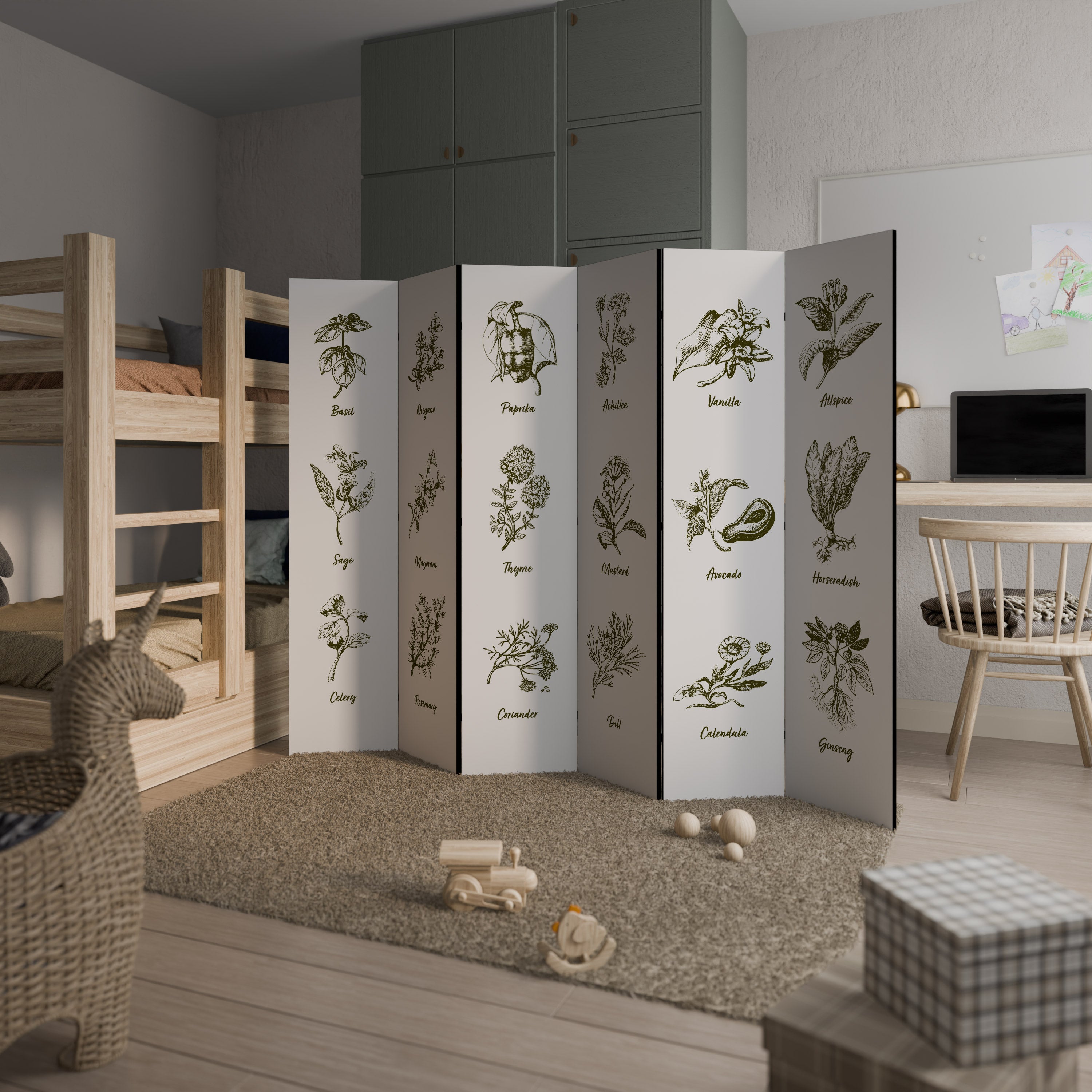 Biombo decorativo de 6 paneles HERBAL FINESSE - ENG