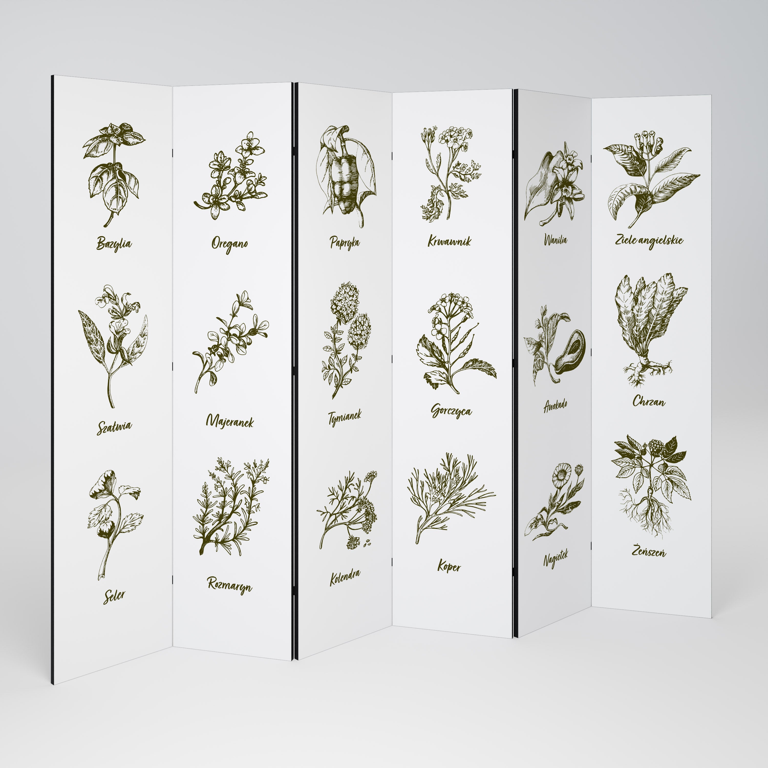 Biombo decorativo de 6 paneles "Susurros de hierbas silvestres"