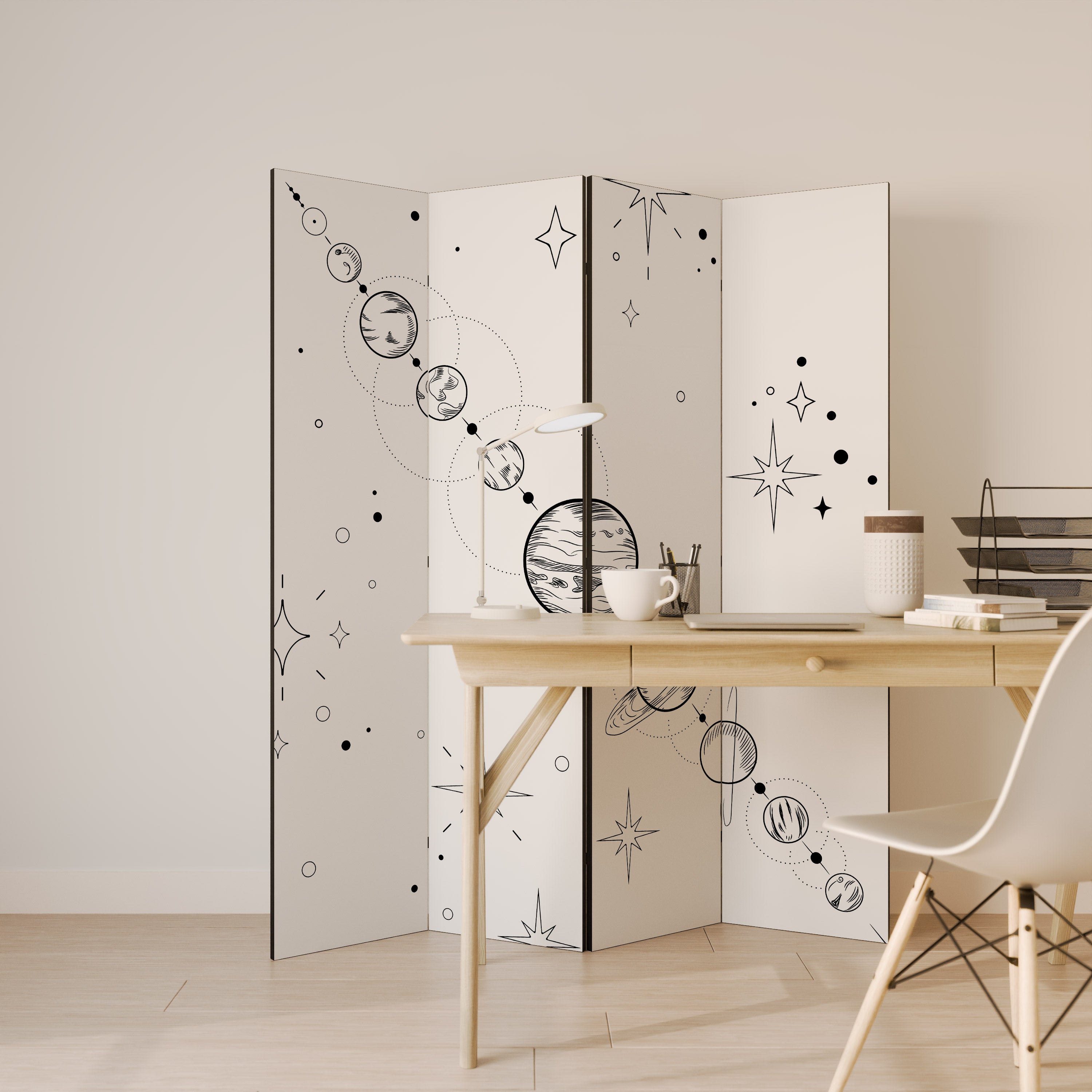 Biombo decorativo de 4 paneles GALAXY OUTLINE