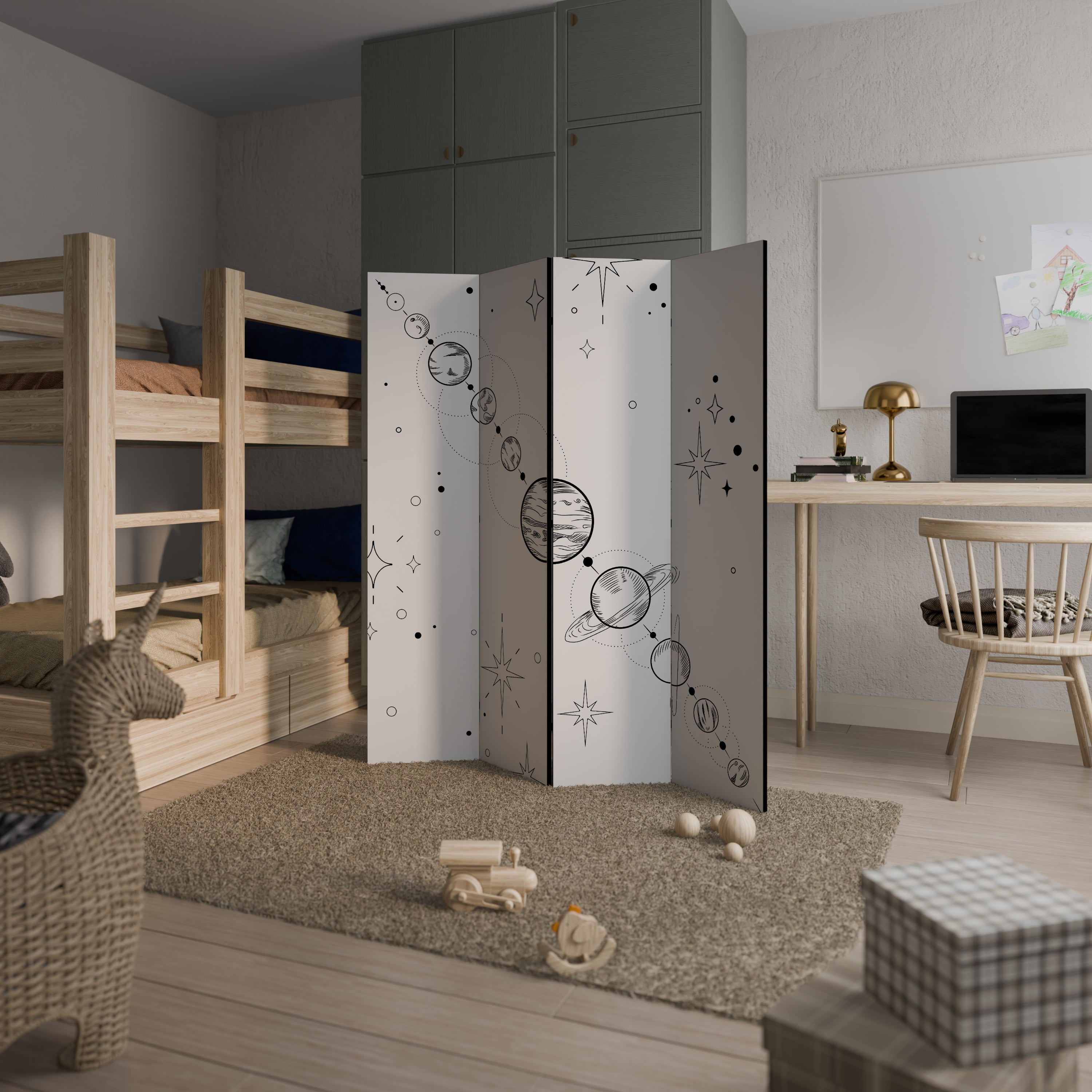Biombo decorativo de 4 paneles GALAXY OUTLINE