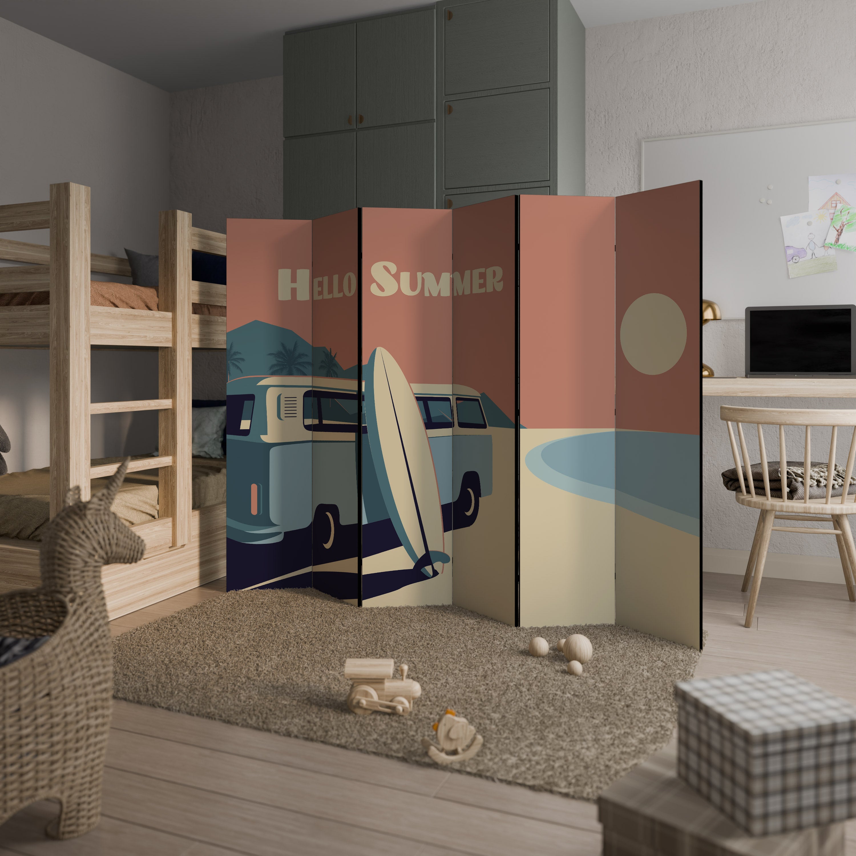 Biombo decorativo de 6 paneles HELLO SUMMER