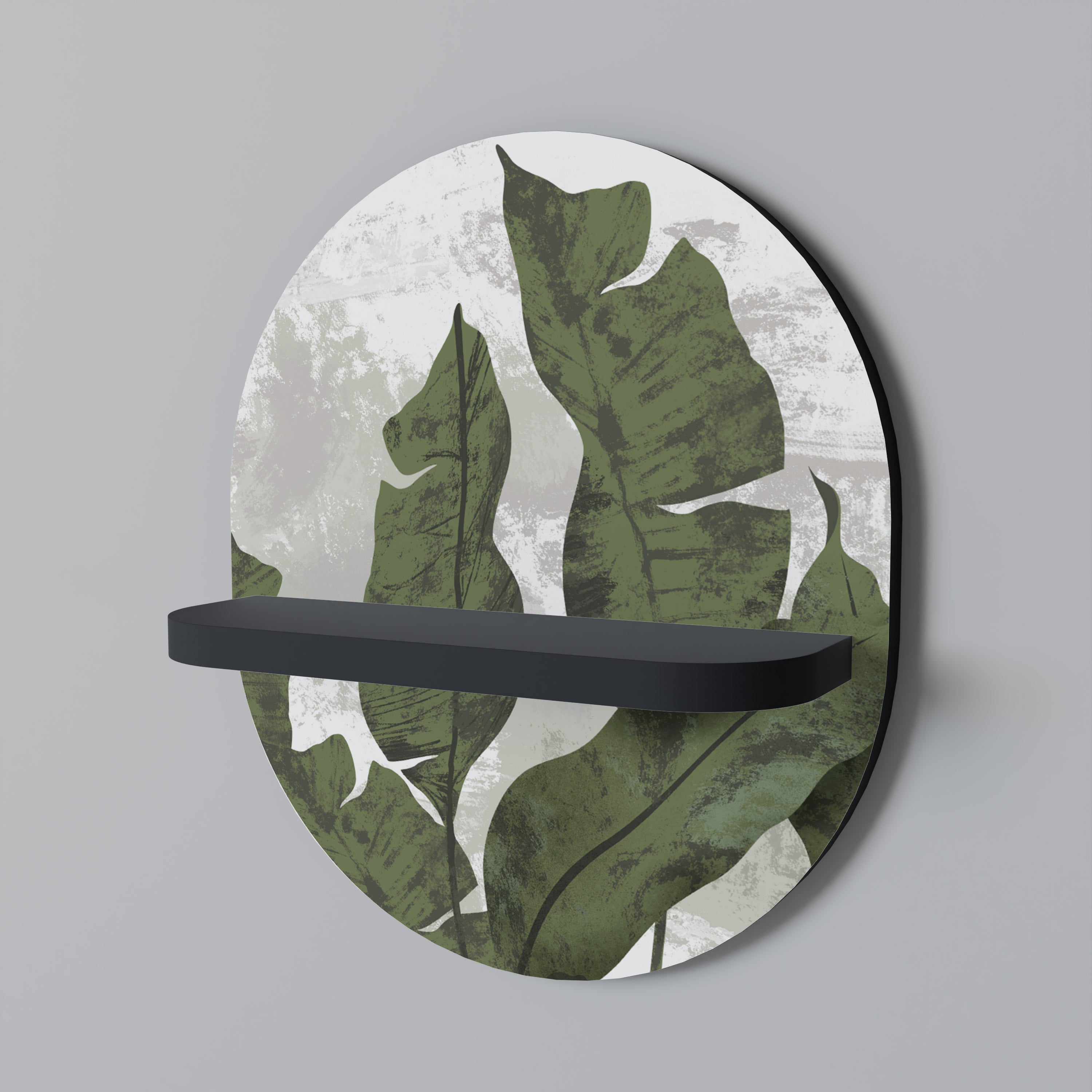 Estantería de arte ovalada LEAF ECHO con acabado negro