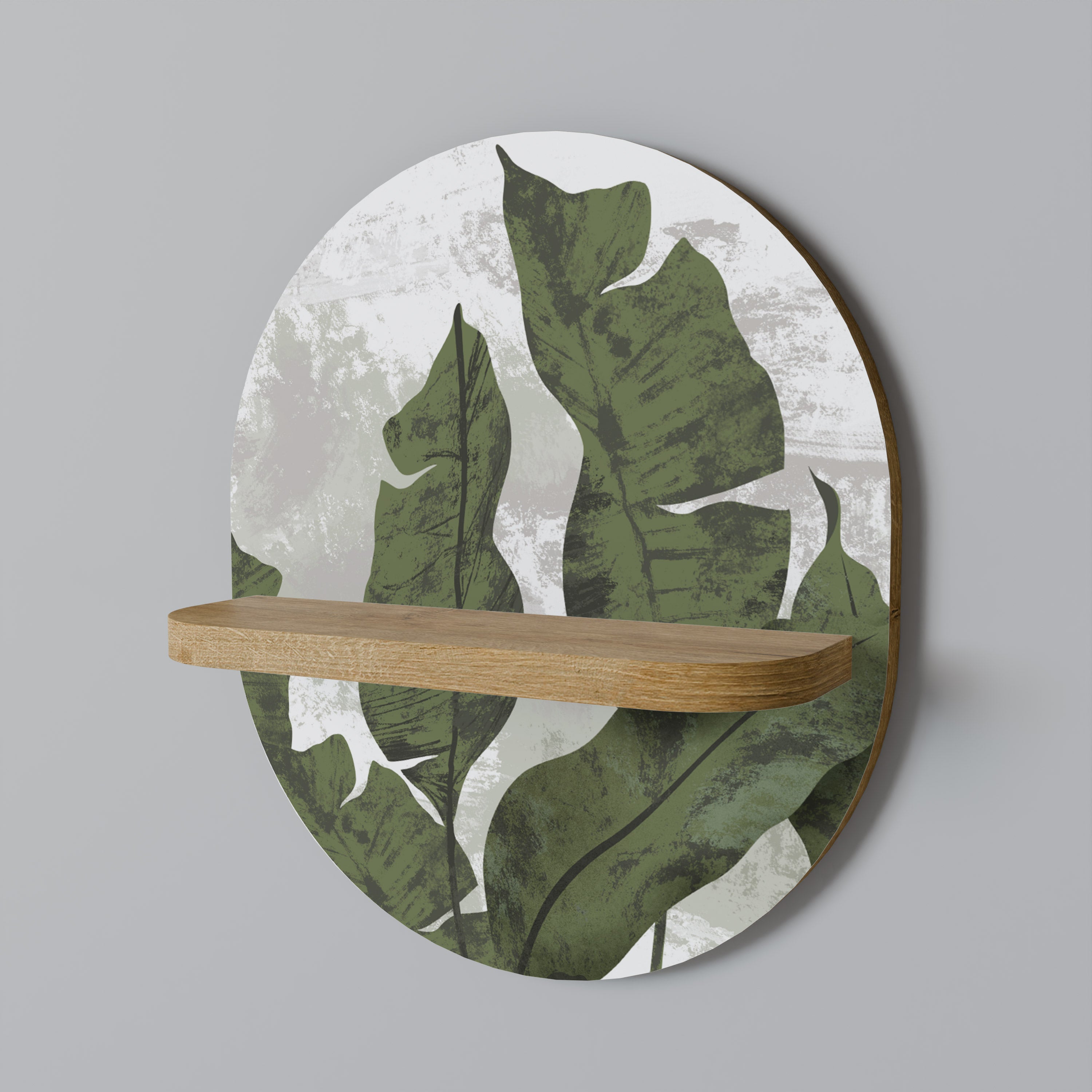 Estantería de arte ovalada LEAF ECHO con efecto roble