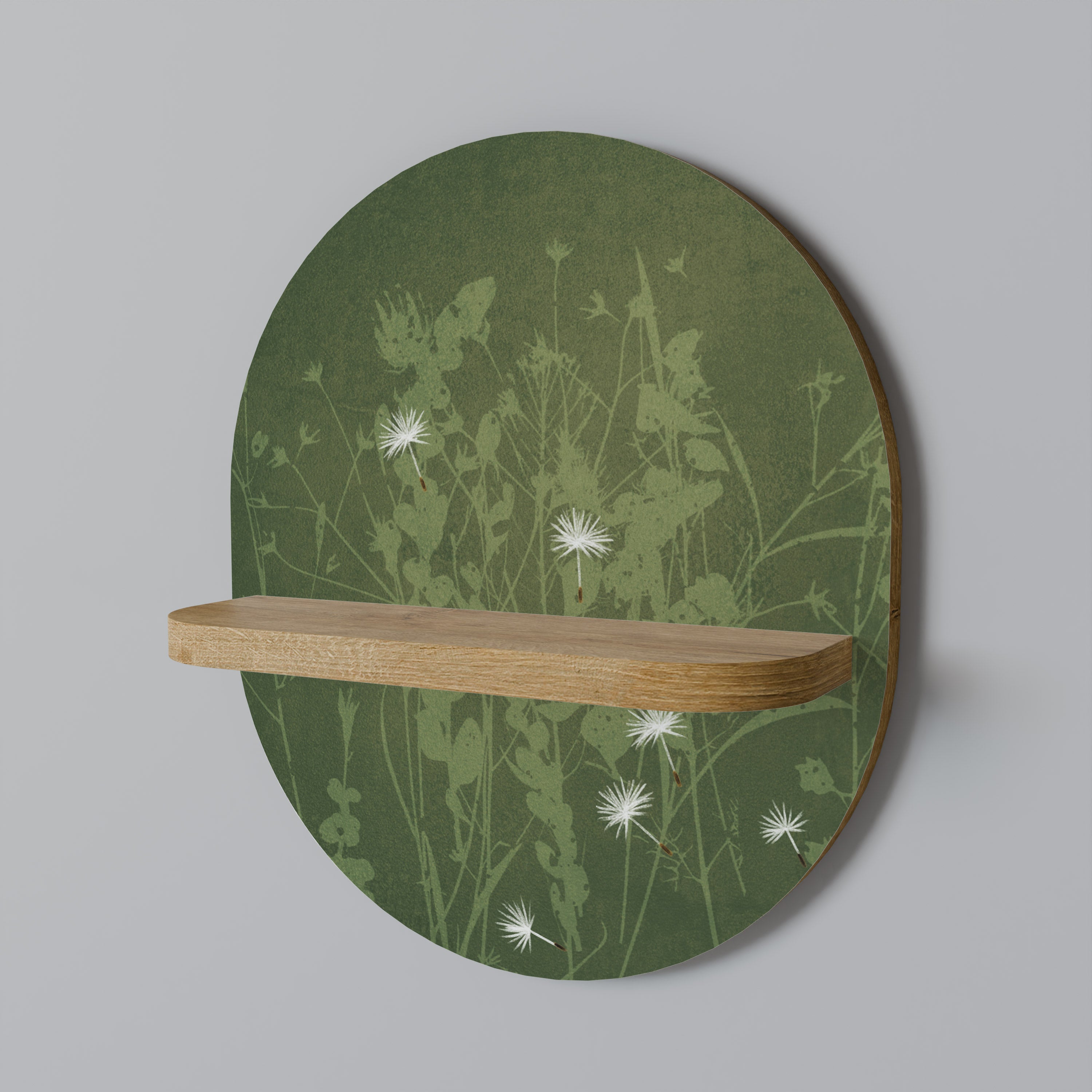 Estantería de arte ovalada DANDELION HOLD con efecto roble