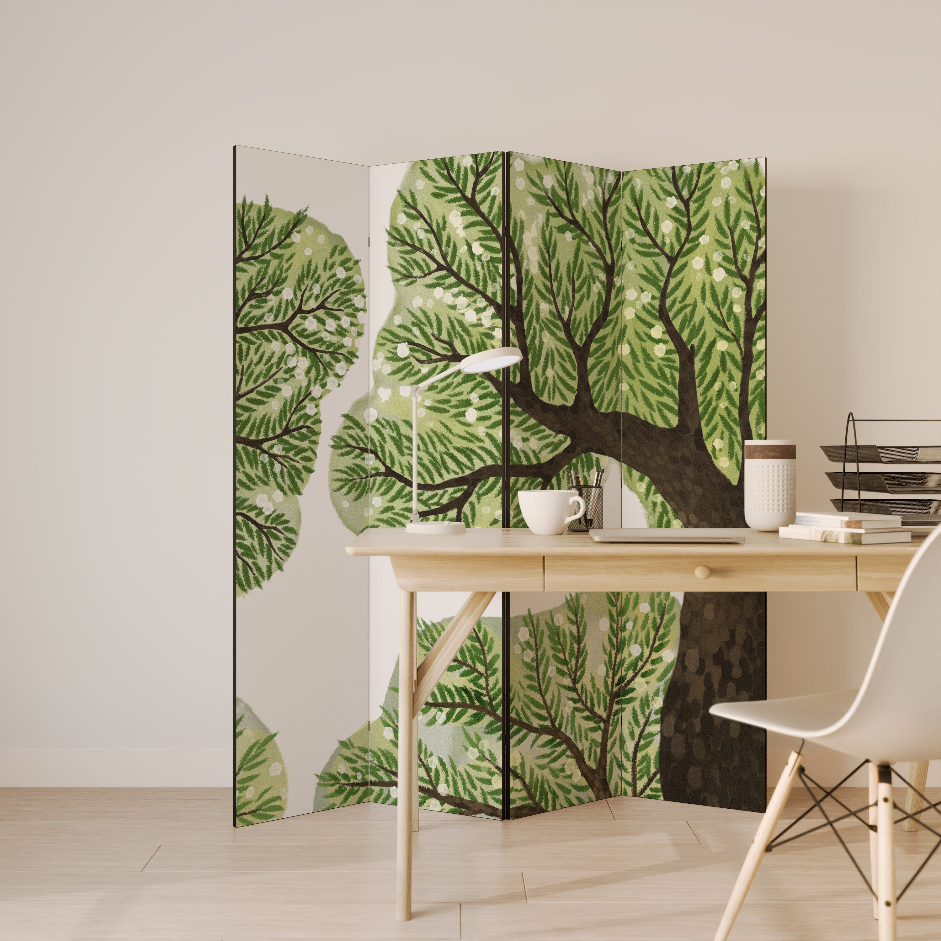 Biombo decorativo de 4 paneles WILDERNESS DASH
