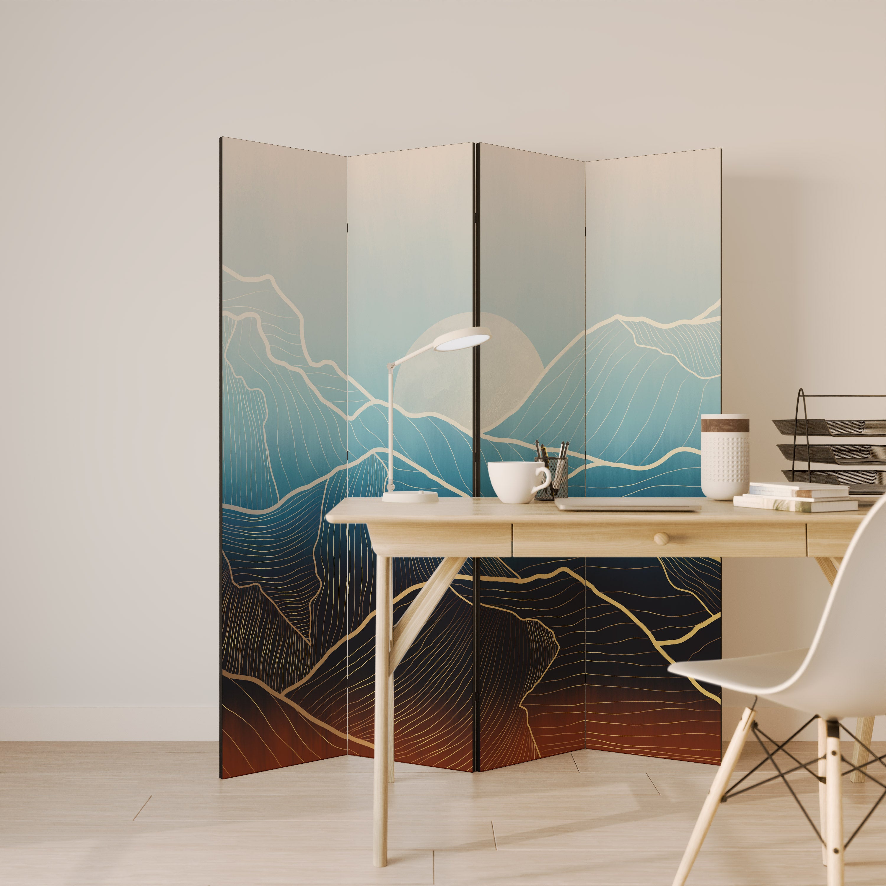Biombo decorativo de 4 paneles LUNAR SECRETS