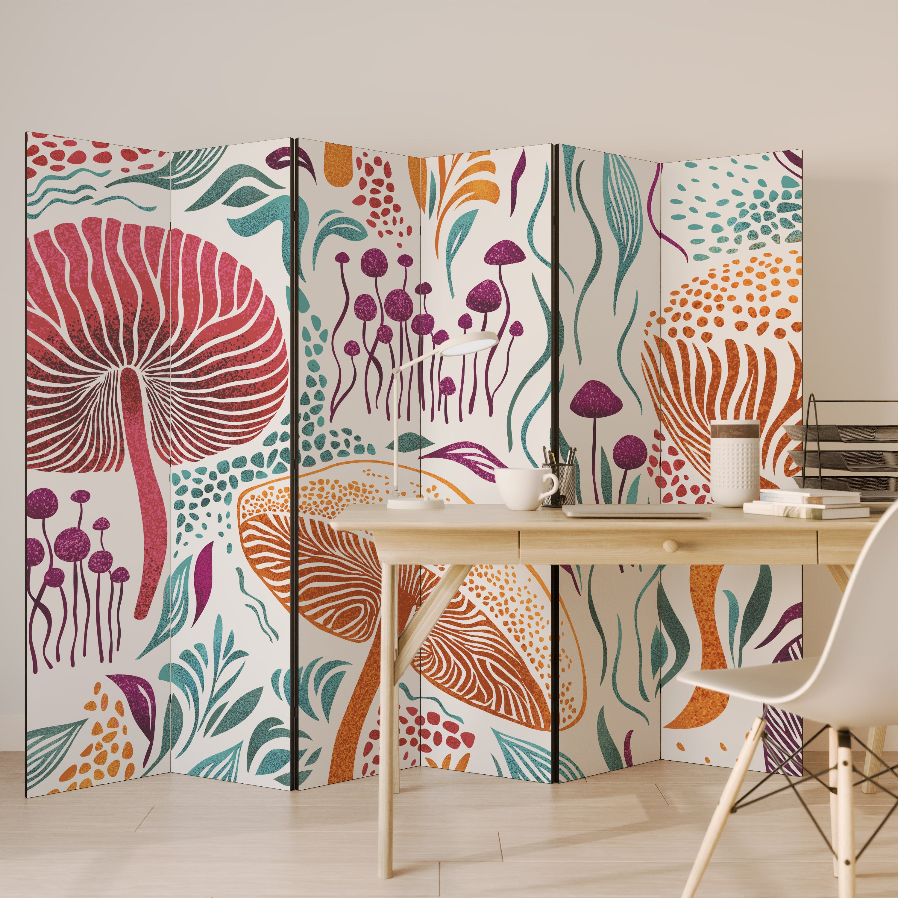 Biombo decorativo FUNGUS FANTASY de 6 paneles