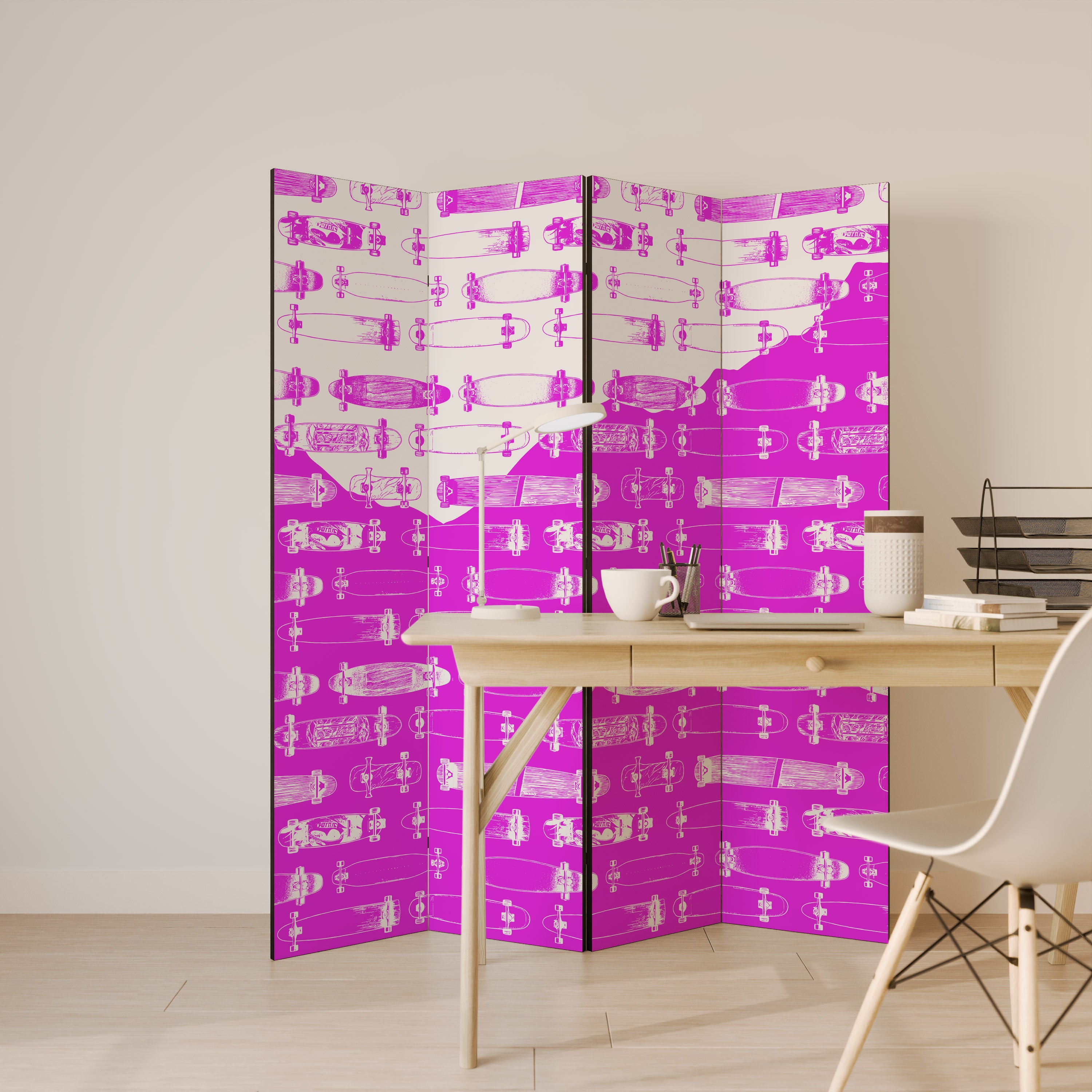 Biombo decorativo de 4 paneles MAGENTA PATINETA