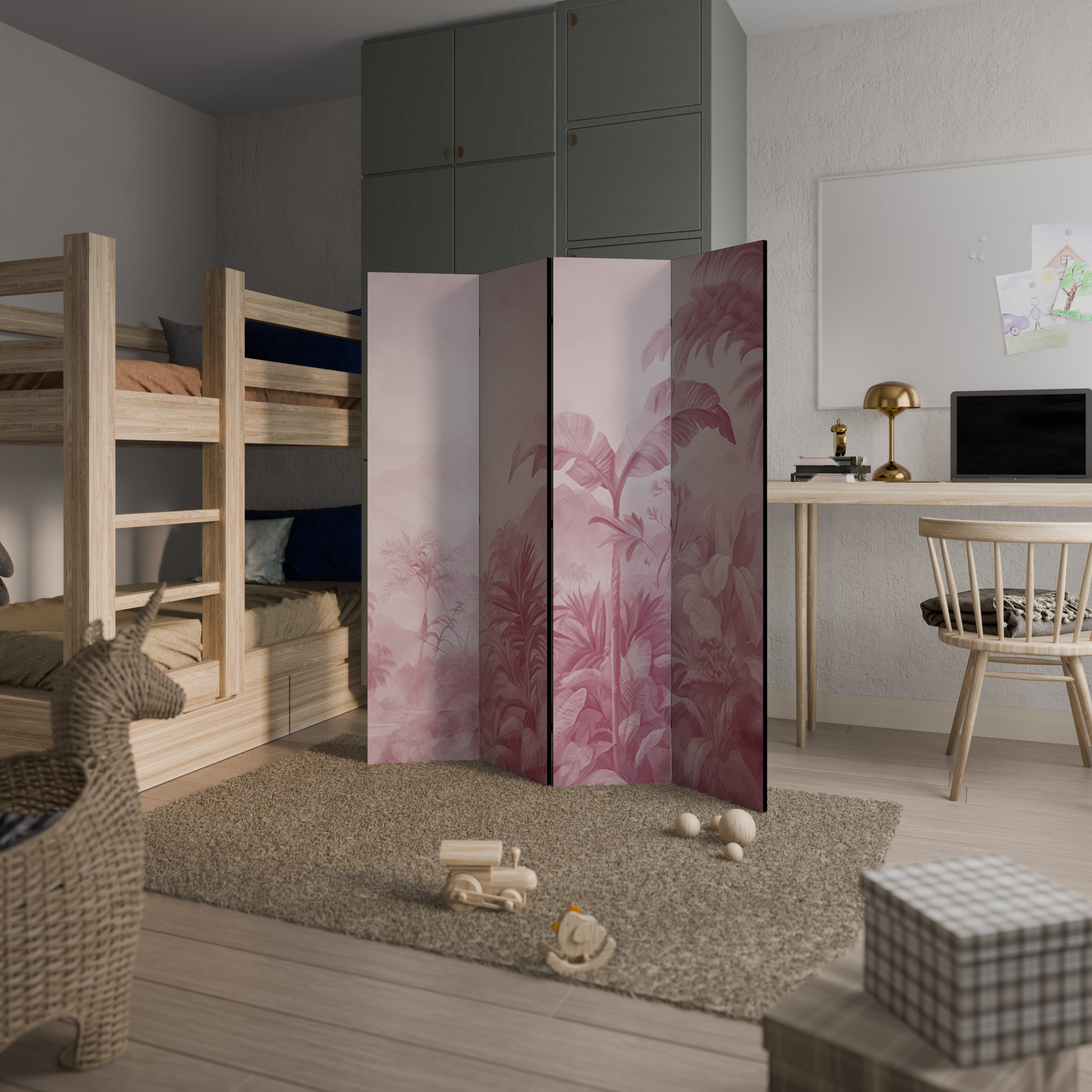 Divisor de ambientes decorativo SWEET TROPICS de 4 paneles