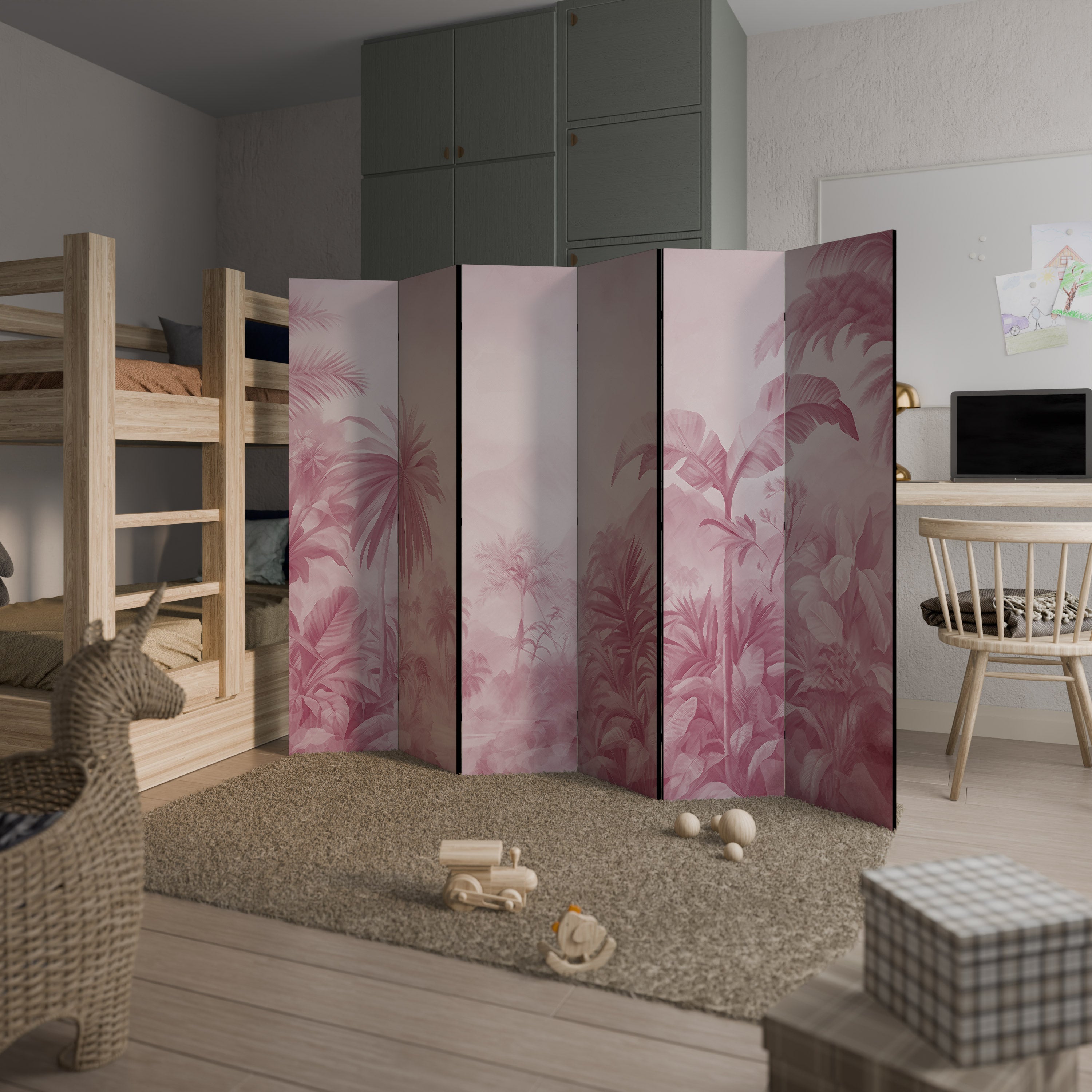Divisor de ambientes decorativo SWEET TROPICS de 6 paneles