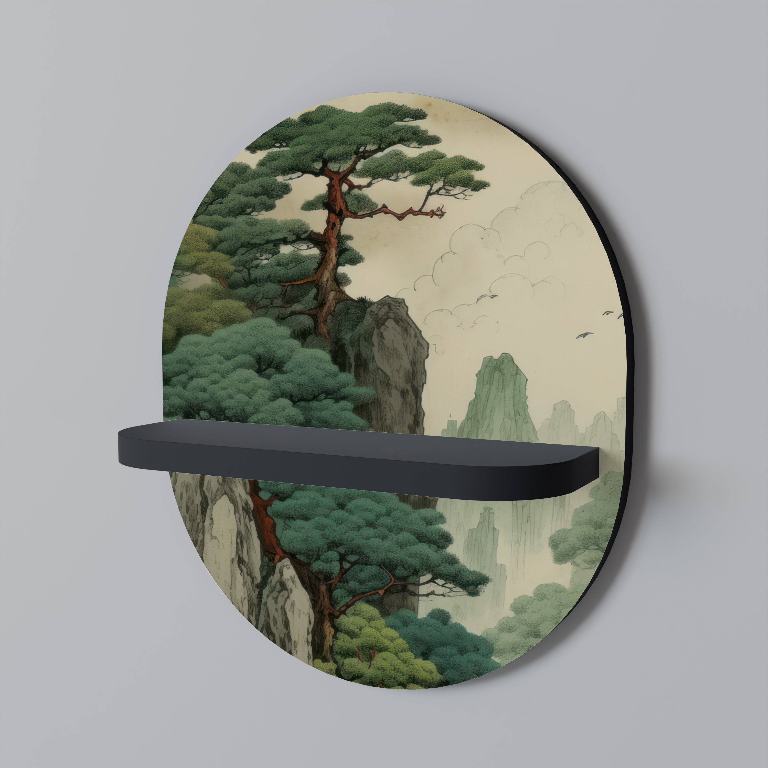 Estantería de arte ovalada VERDURE ABYSS con acabado negro