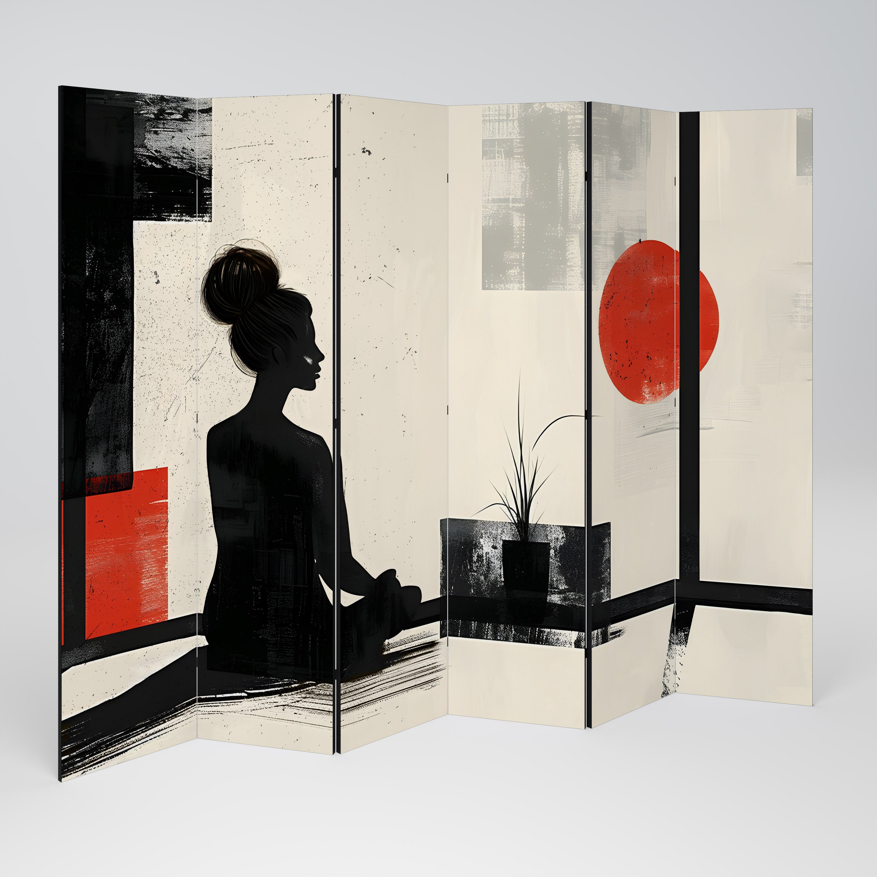 Biombo decorativo de 6 paneles RED SUNSATION