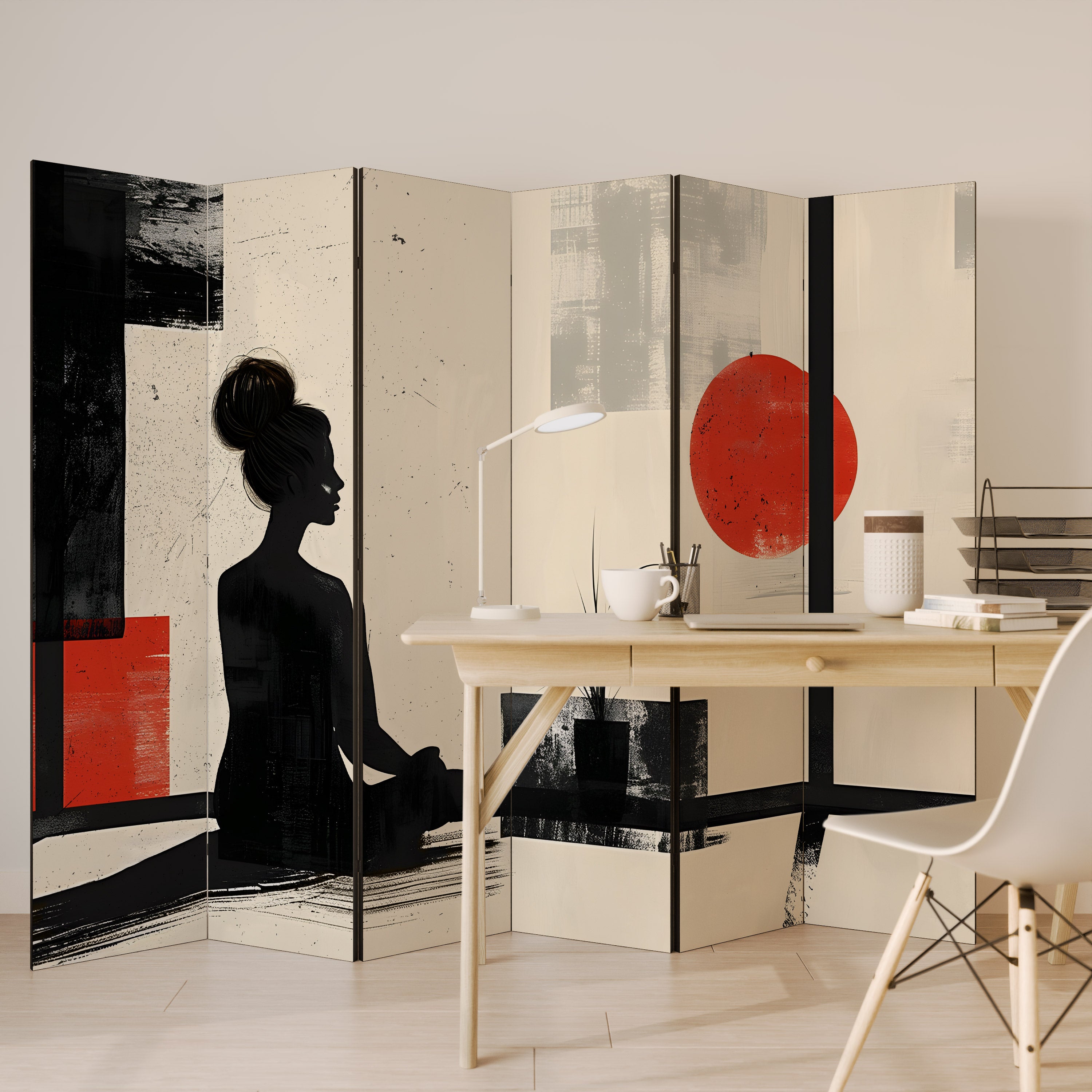 Biombo decorativo de 6 paneles RED SUNSATION