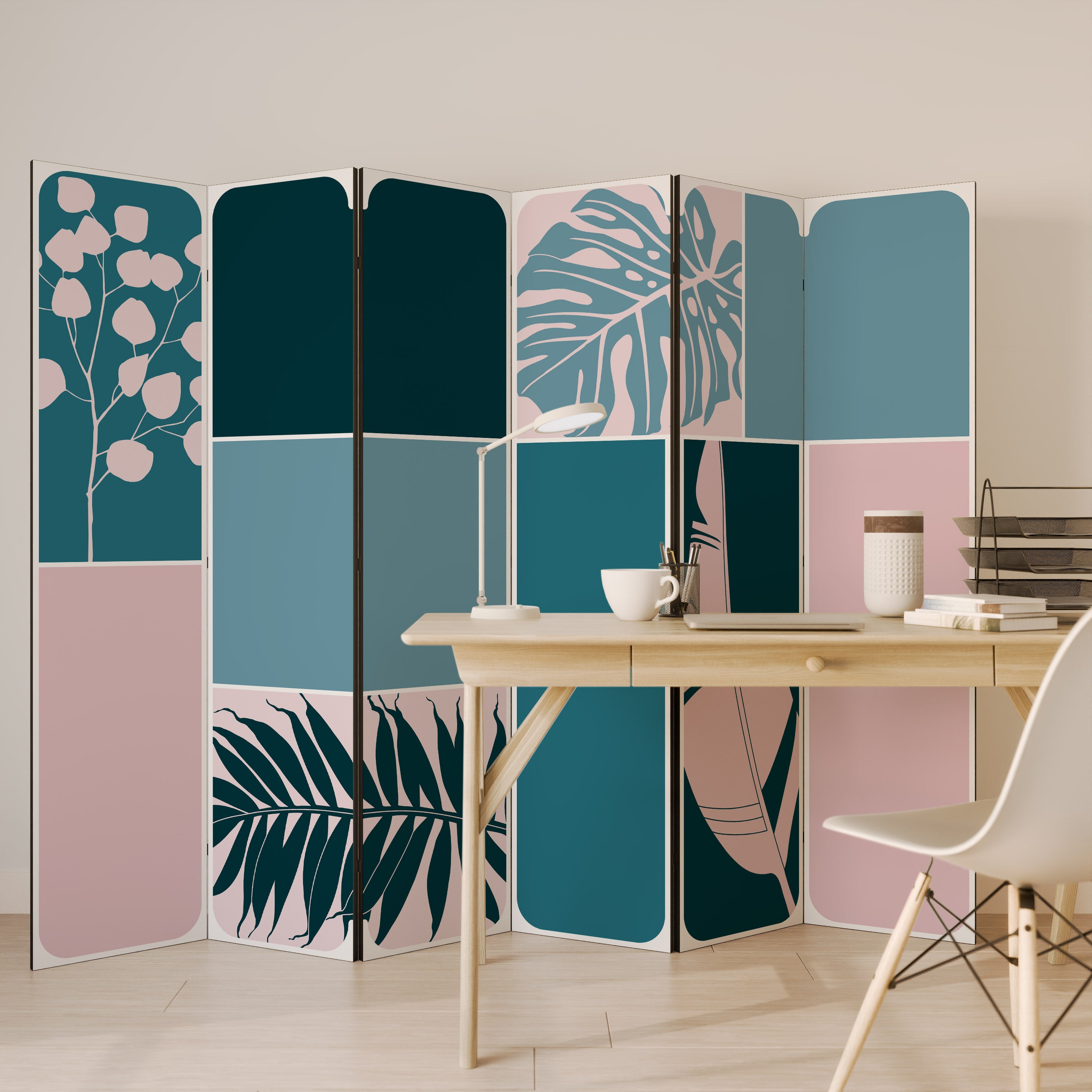 Biombo decorativo de 6 paneles COMBINACIÓN DE FORMAS