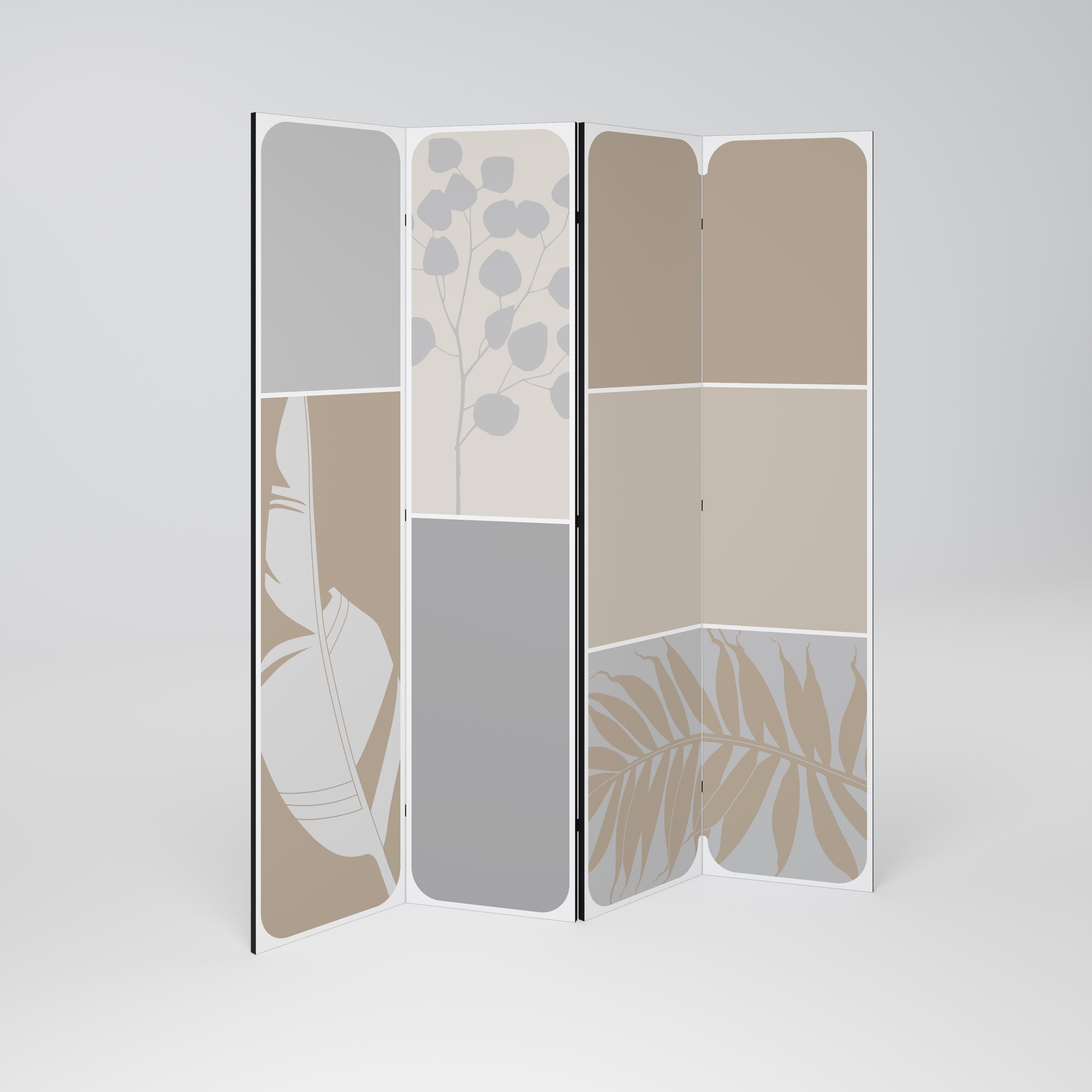 Biombo decorativo de 4 paneles FORMAS TROPICALES