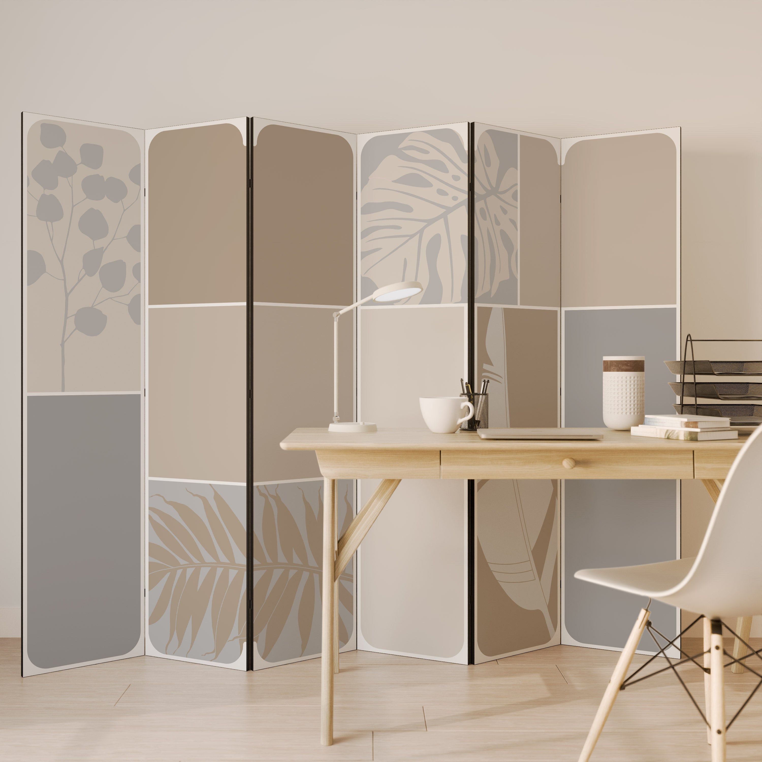 Biombo decorativo de 6 paneles FORMAS TROPICALES