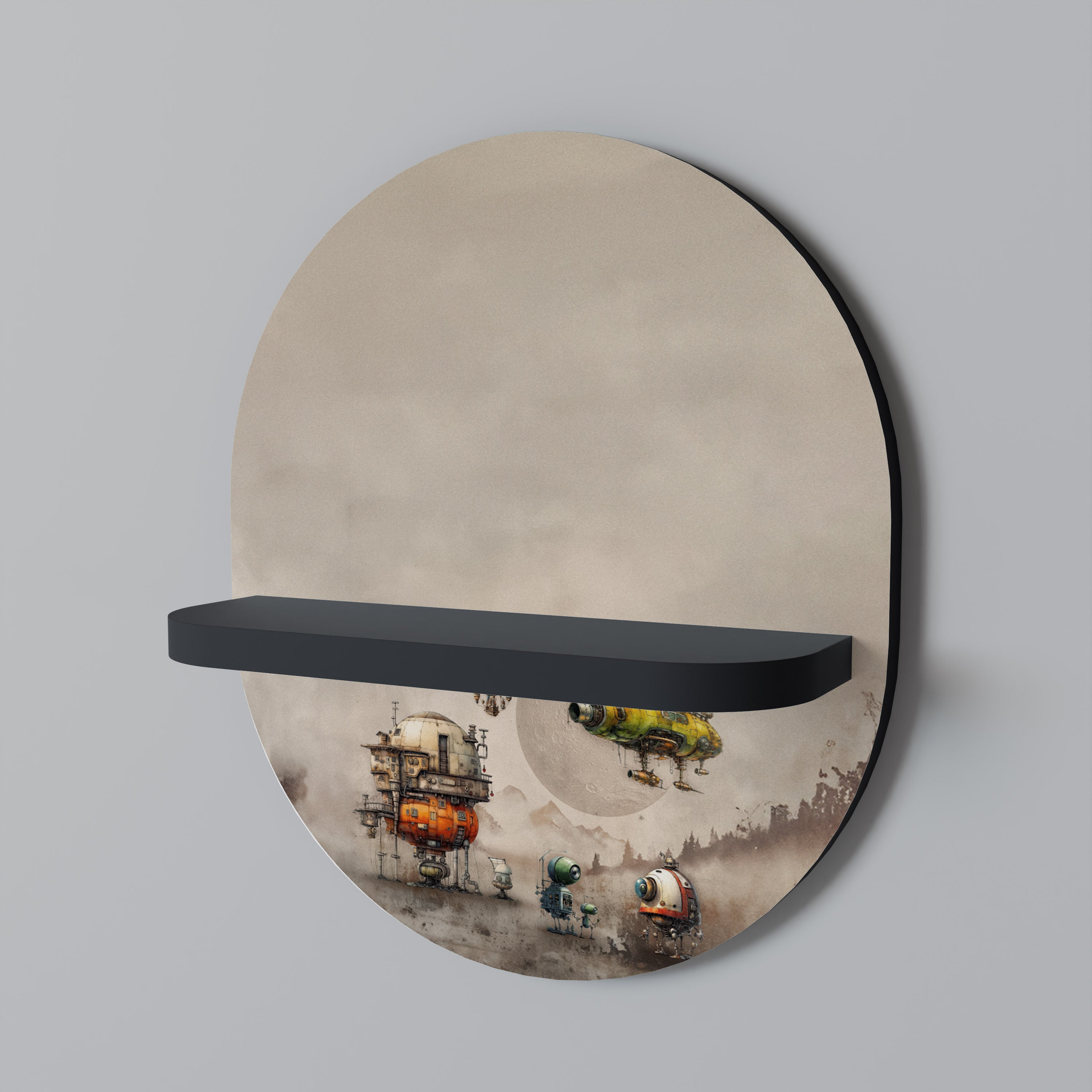 MACHINARIUM MACHINES Estantería de arte ovalada con acabado negro