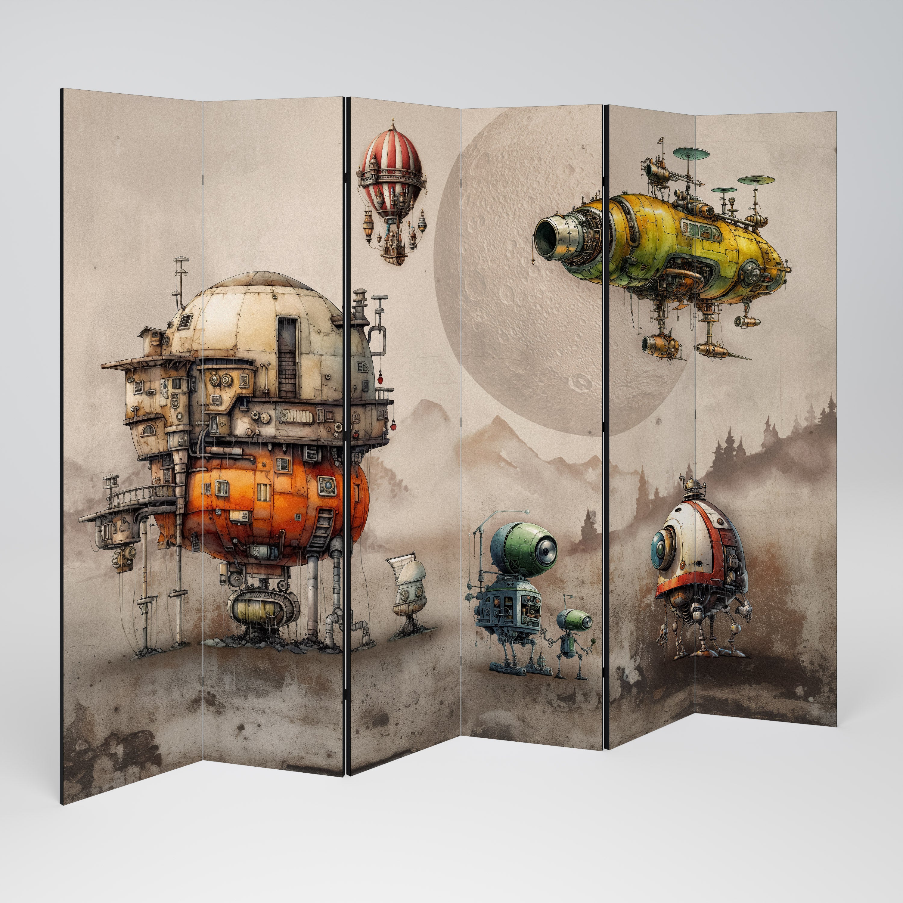 Biombo decorativo de 6 paneles MACHINARIUM MACHINES