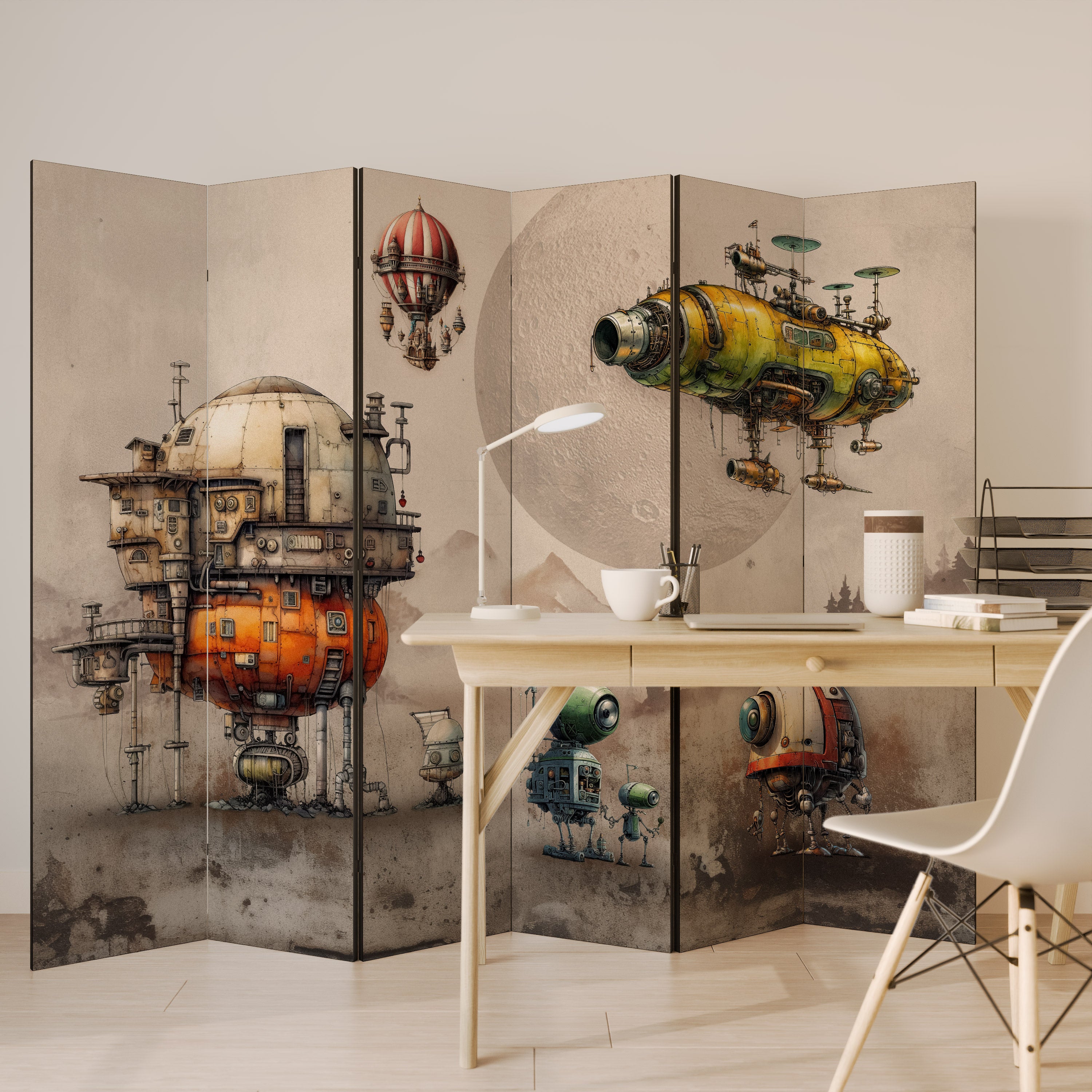 Biombo decorativo de 6 paneles MACHINARIUM MACHINES