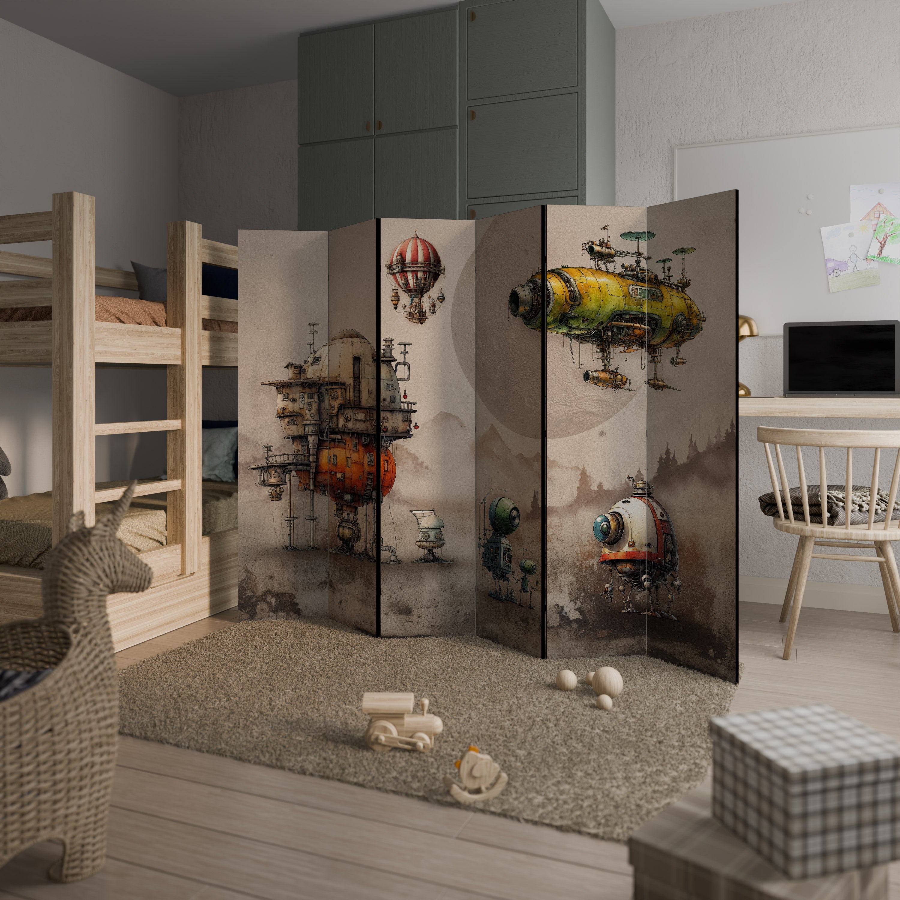 Biombo decorativo de 6 paneles MACHINARIUM MACHINES