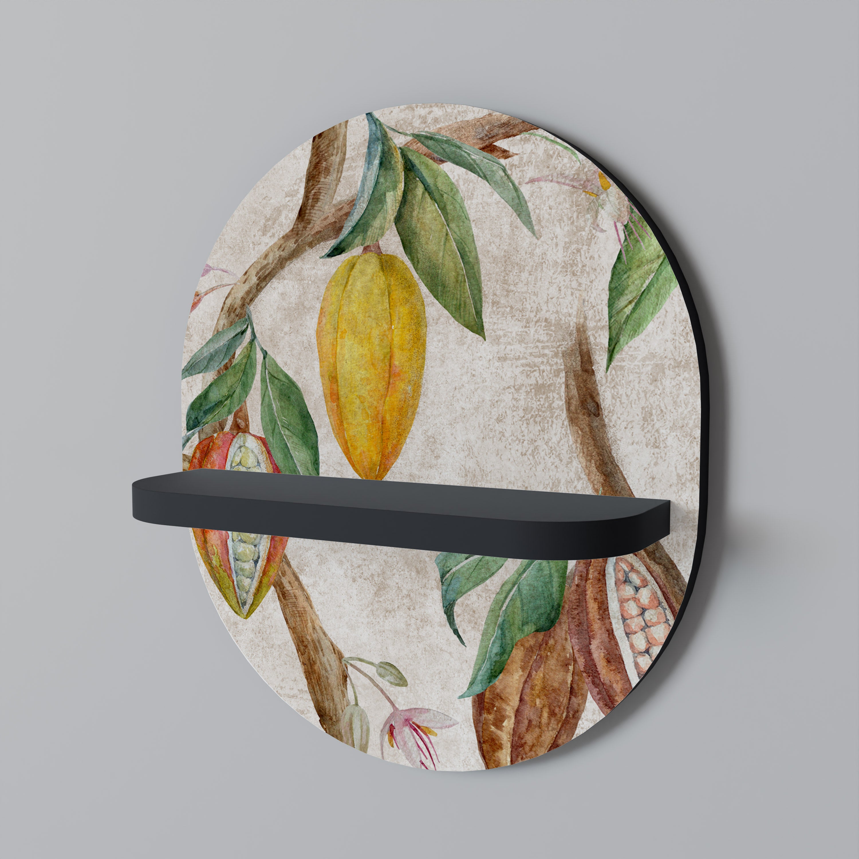 Estantería de arte ovalada COCOA FRUITS con acabado negro