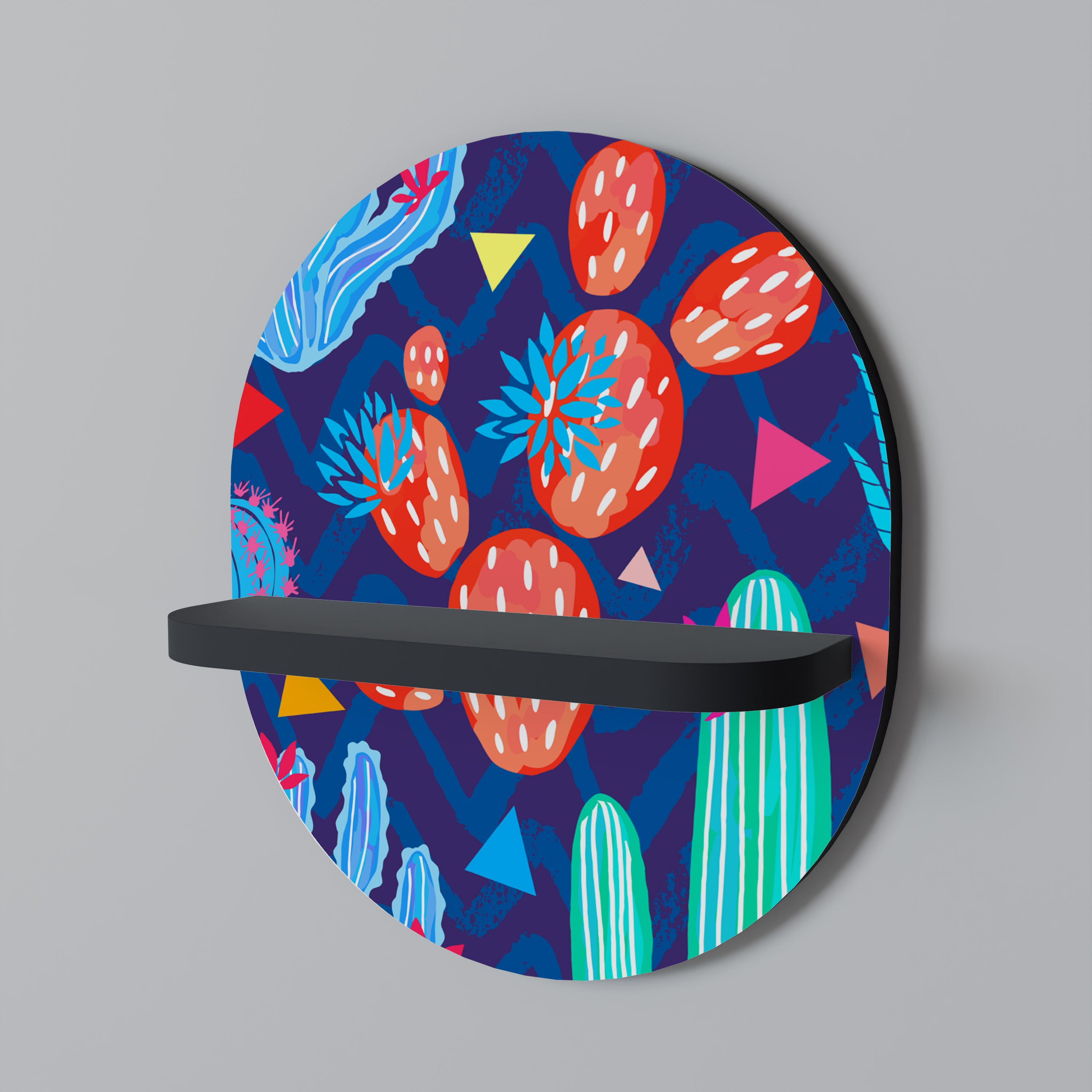Estantería de arte ovalada CACTUS VIBES con acabado negro