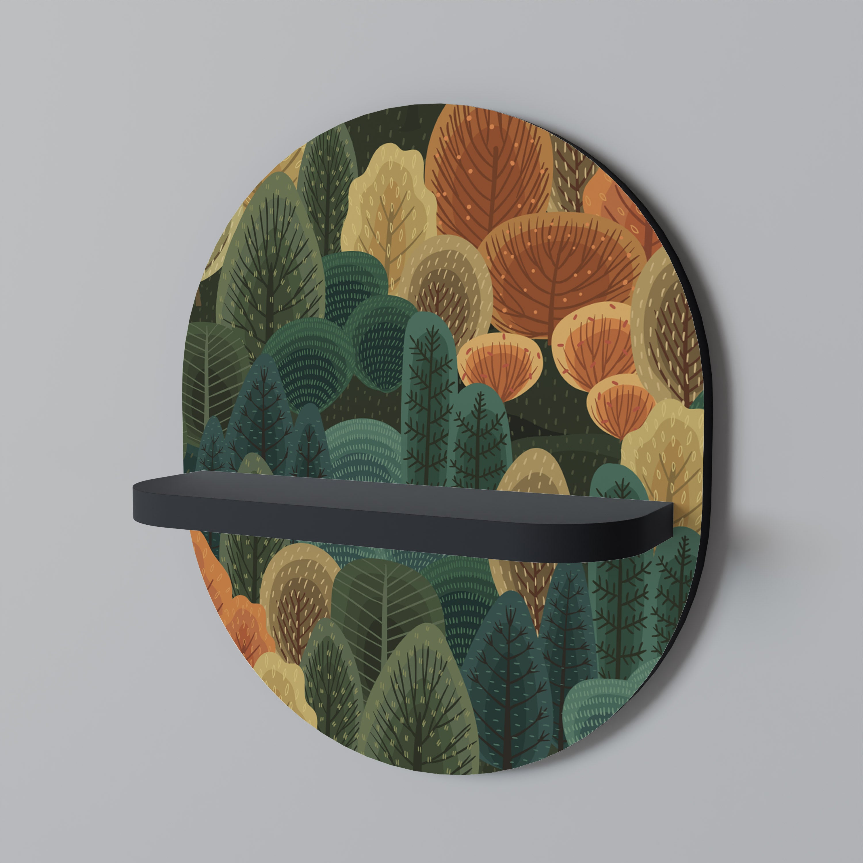 Estantería de arte ovalada AUTUMN KALEIDOSCOPE con acabado negro