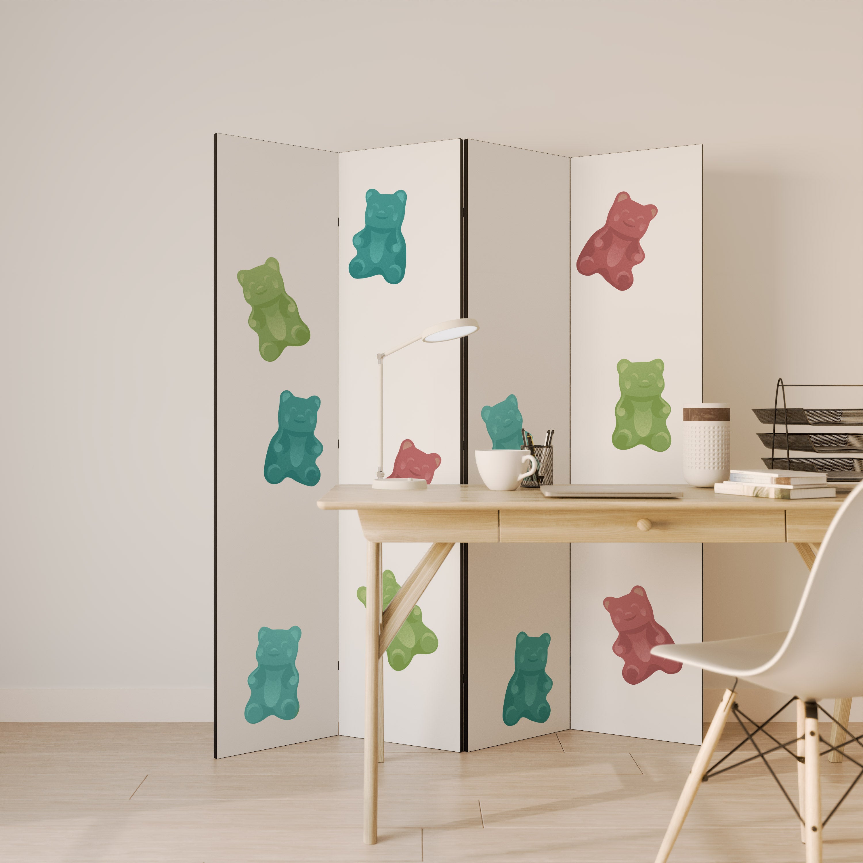 Biombo decorativo de 4 paneles GUMMY BEARS