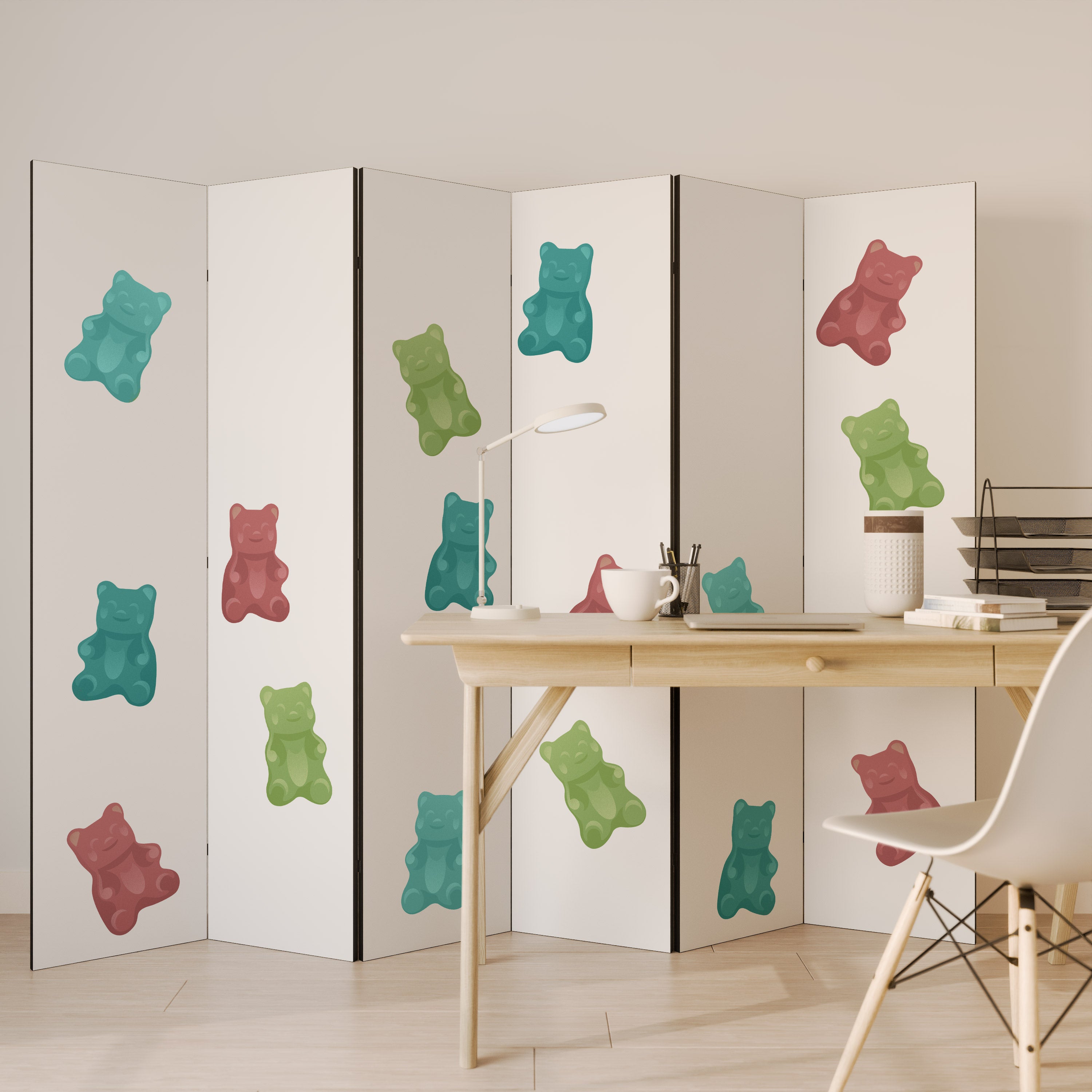 Biombo decorativo de 6 paneles GUMMY BEARS