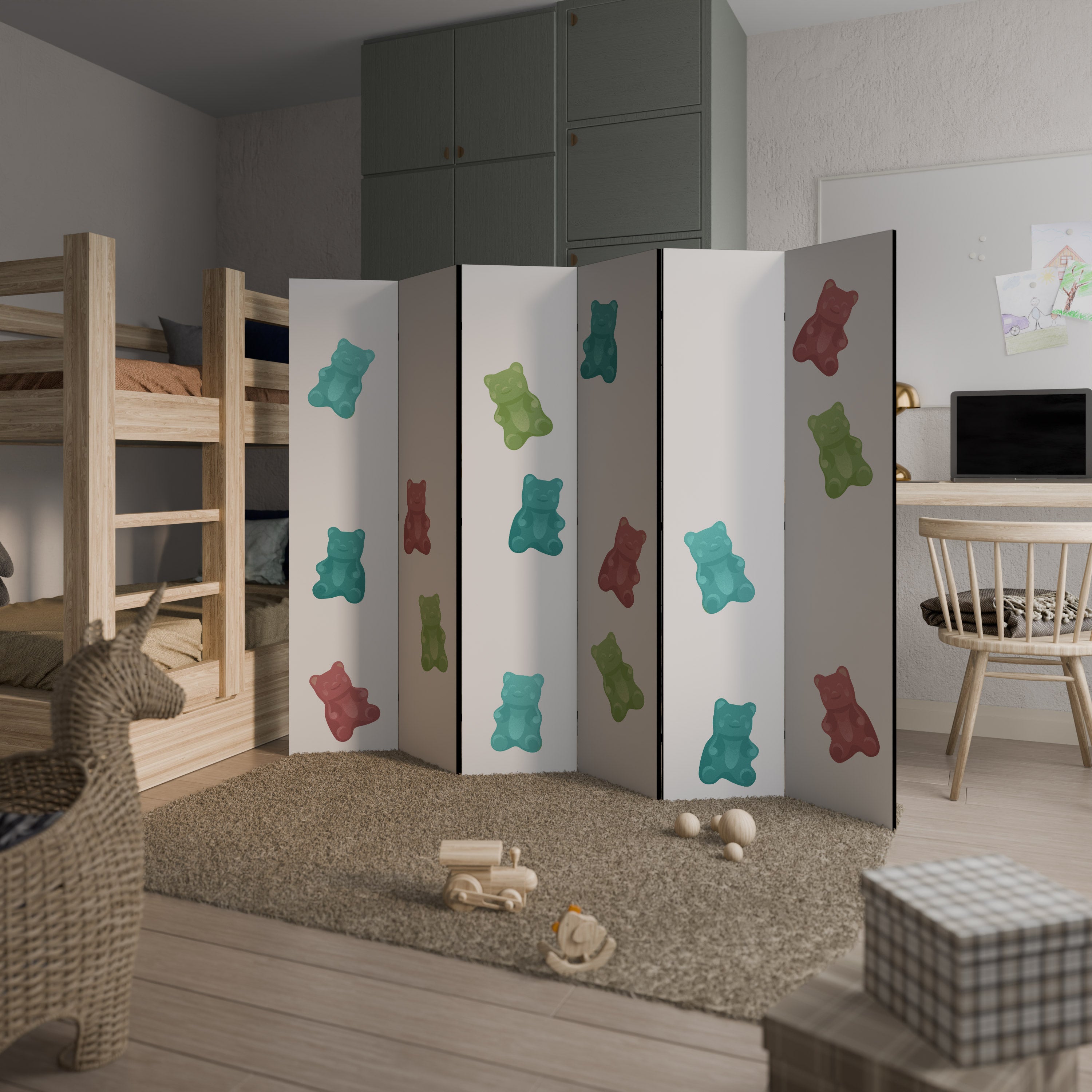 Biombo decorativo de 6 paneles GUMMY BEARS