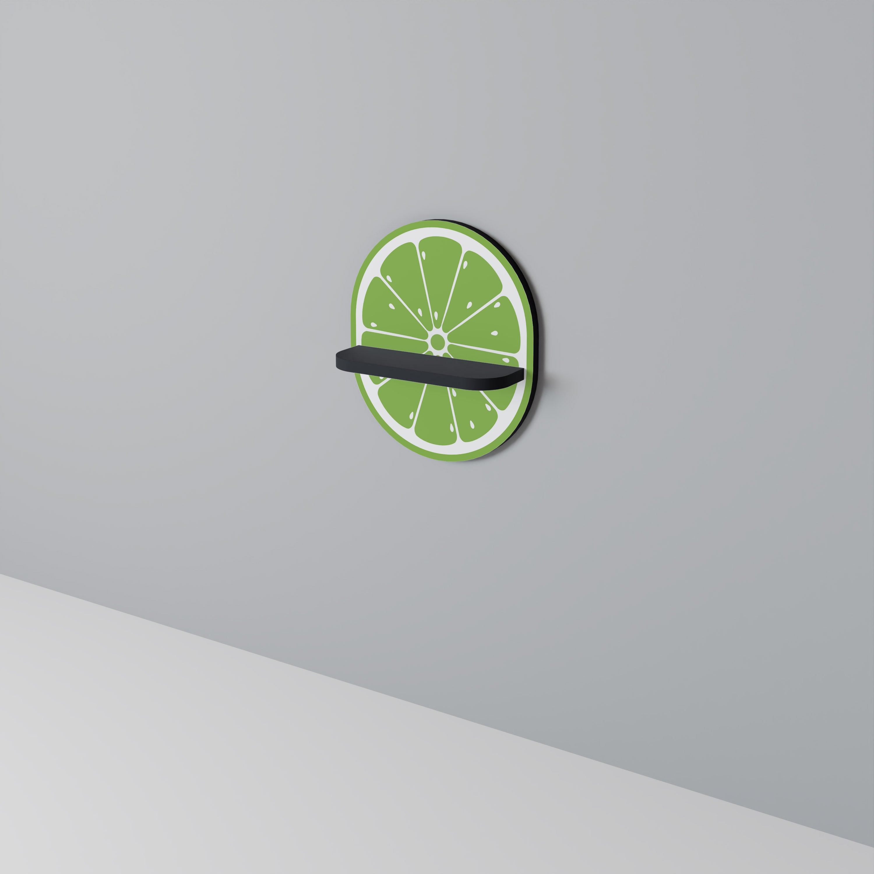 Estantería de arte ovalada REFRESHING LIME con acabado negro