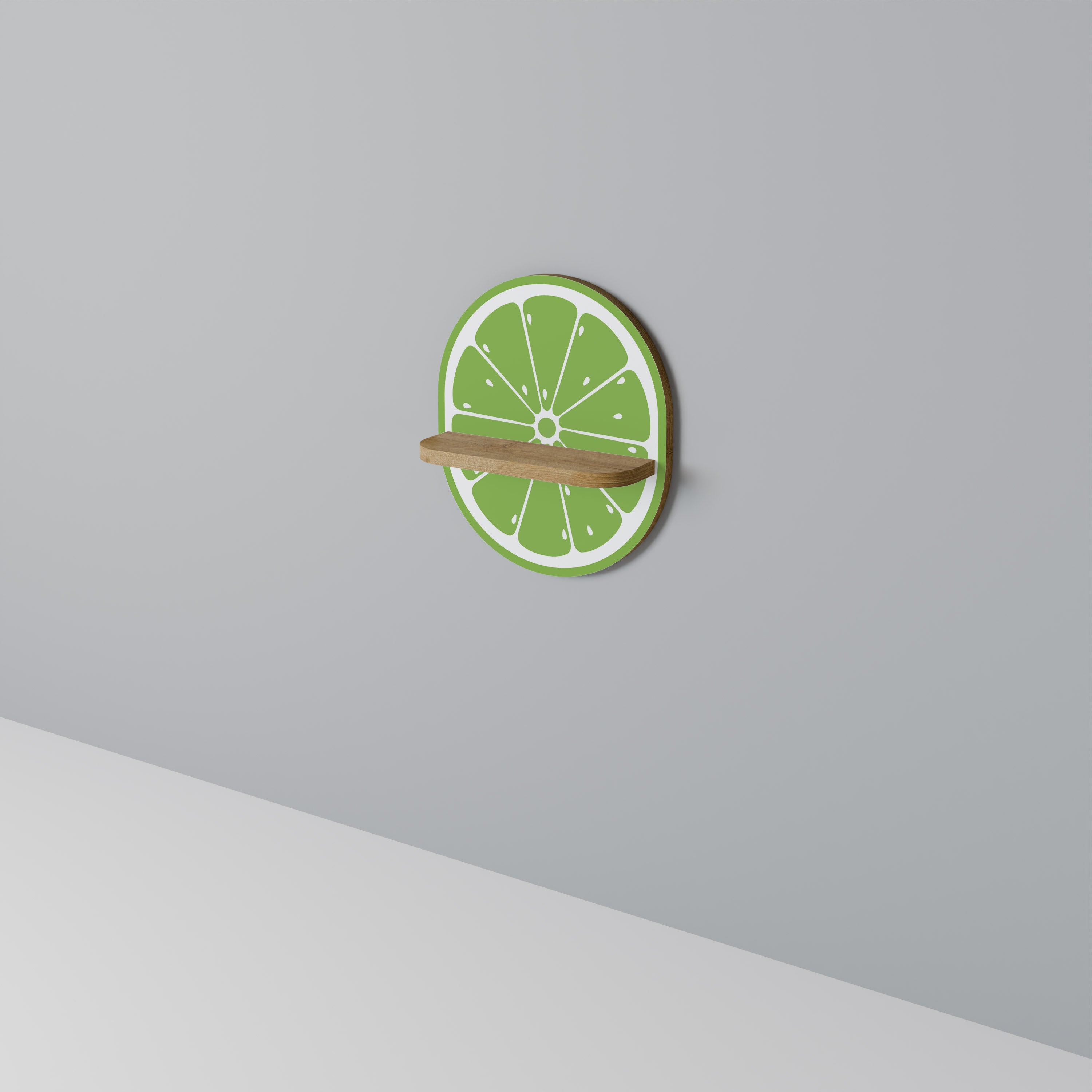 Estantería de arte ovalada REFRESHING LIME con efecto roble