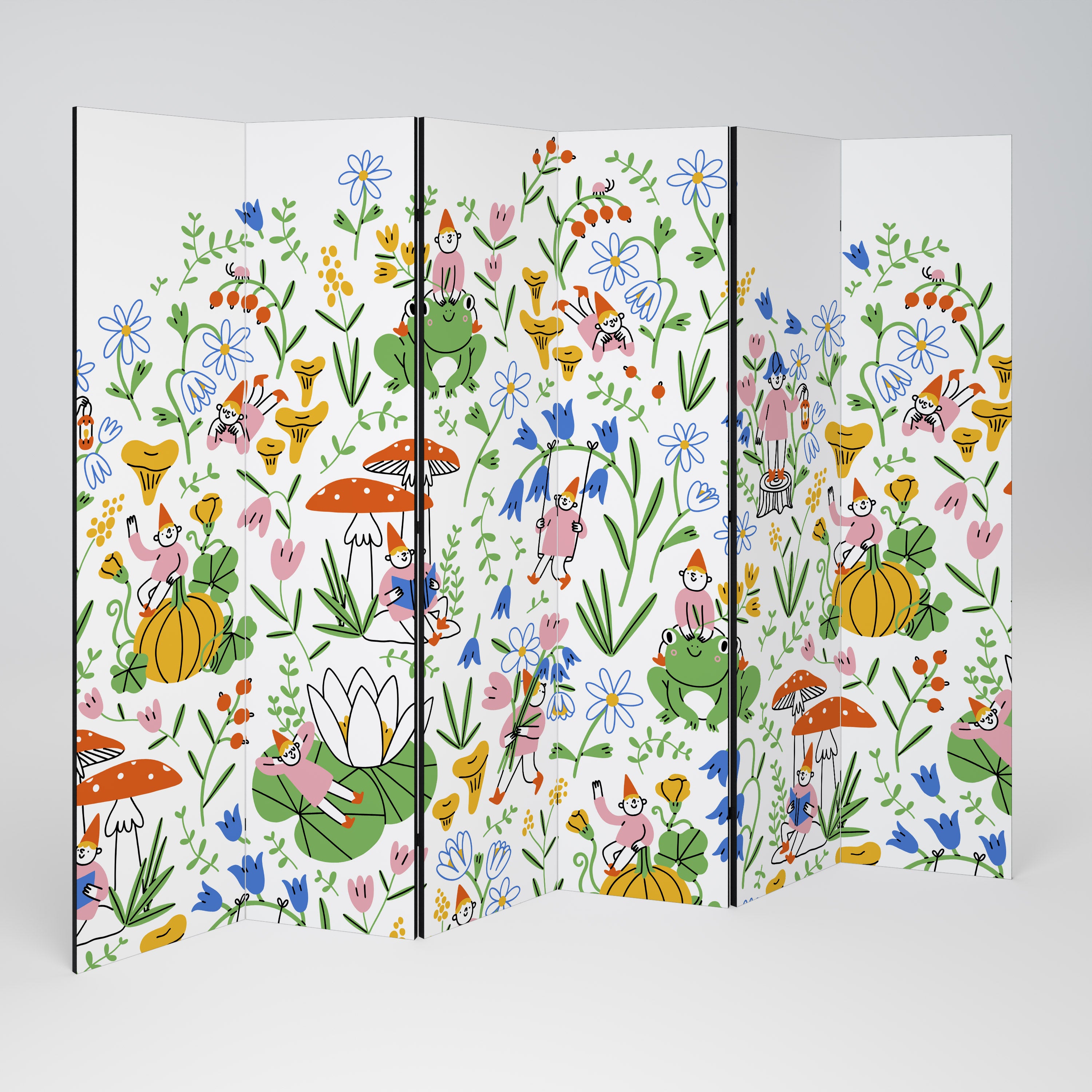 Biombo decorativo de 6 paneles GNOMOS DE JARDÍN