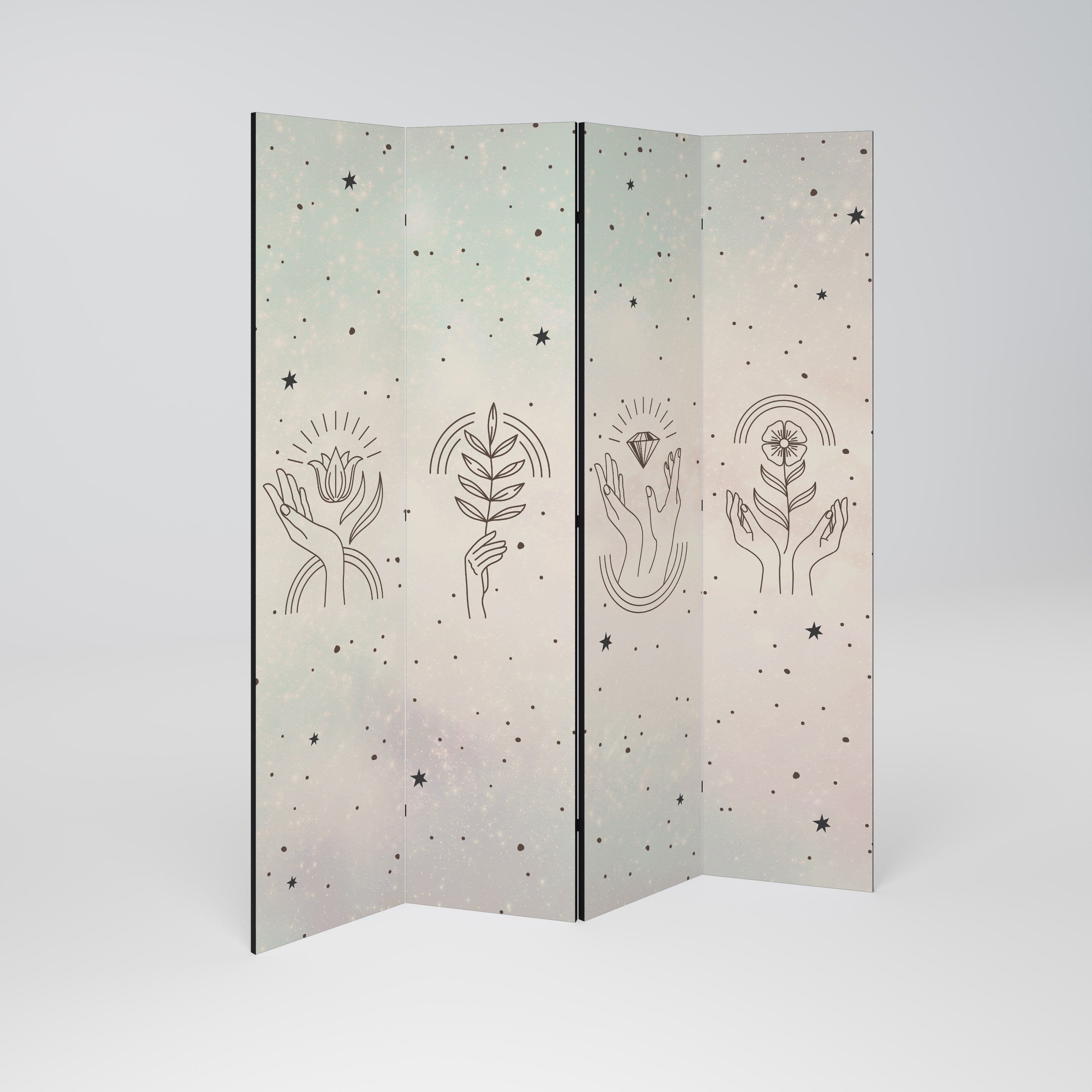 Biombo decorativo de 4 paneles DELICATE BEAUTY