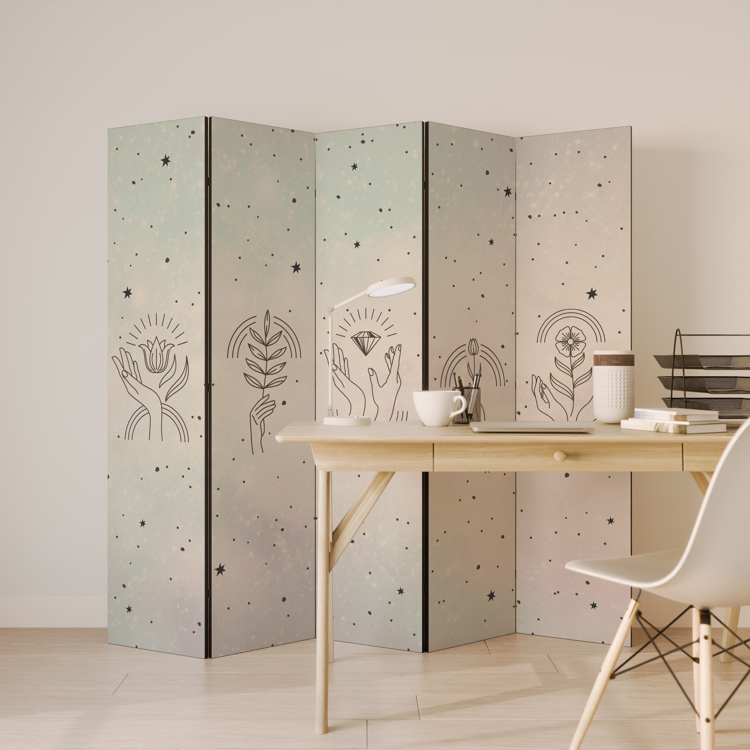 DELICATE BEAUTY Decorative 5-Panel Room Divider