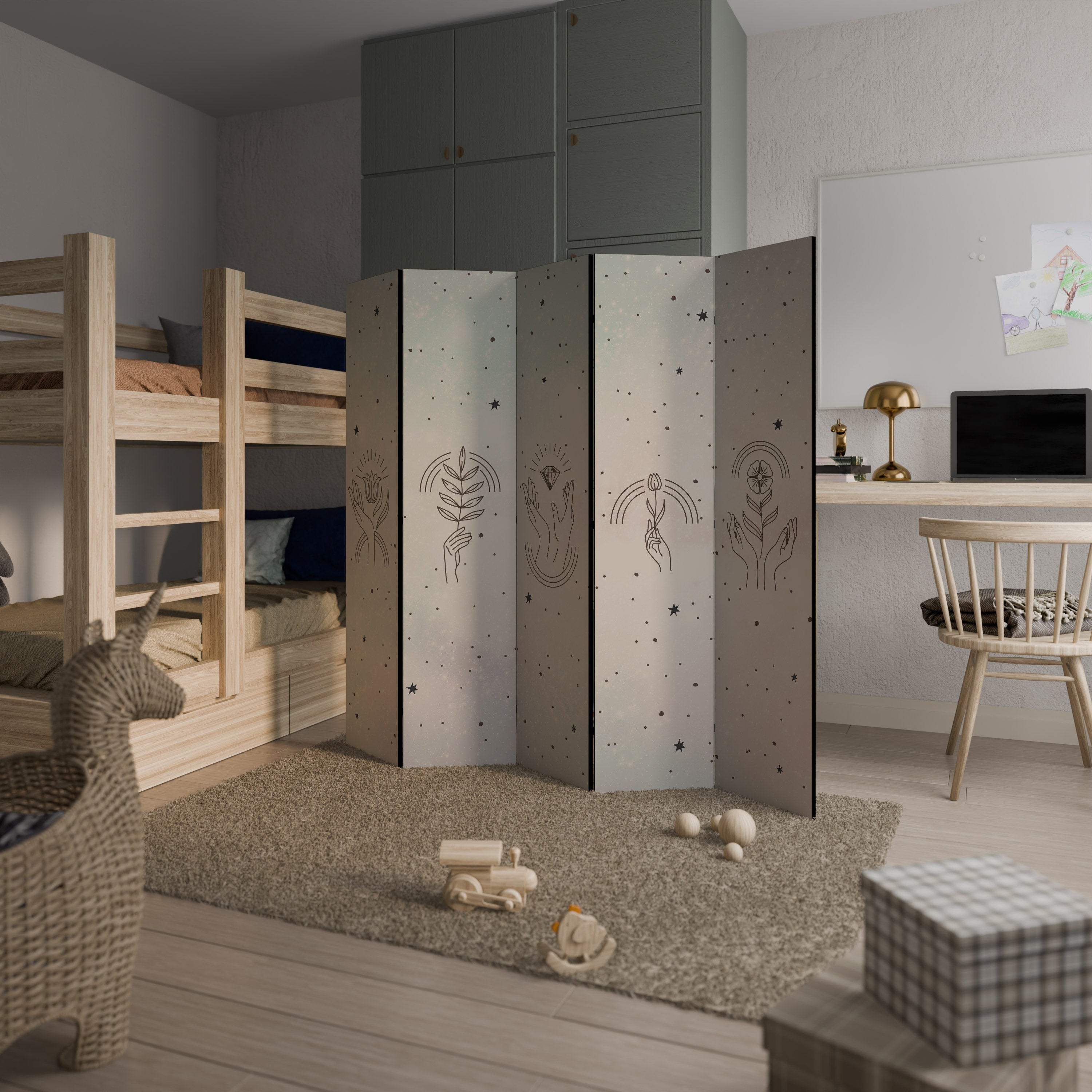 DELICATE BEAUTY Decorative 5-Panel Room Divider