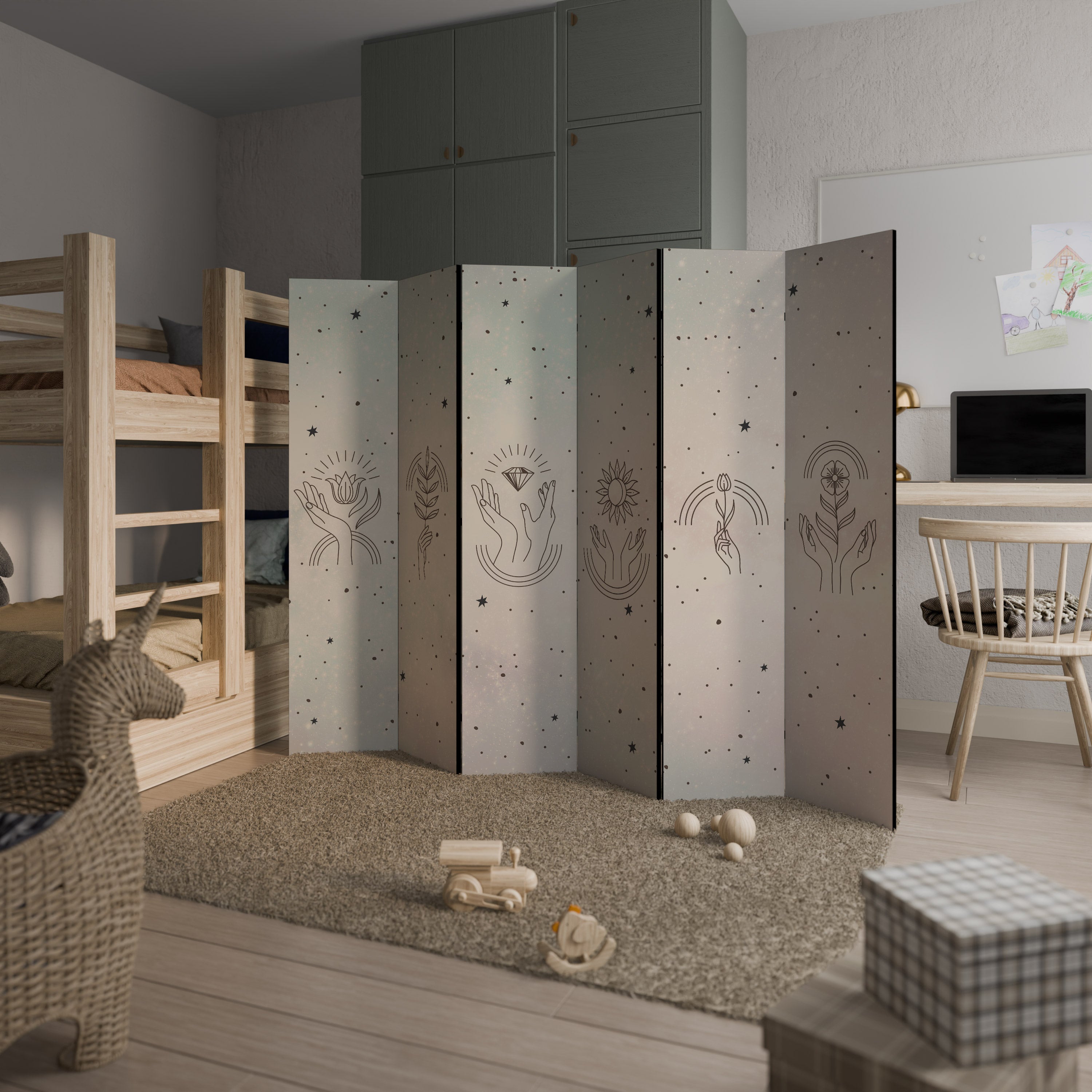 Biombo decorativo de 6 paneles DELICATE BEAUTY