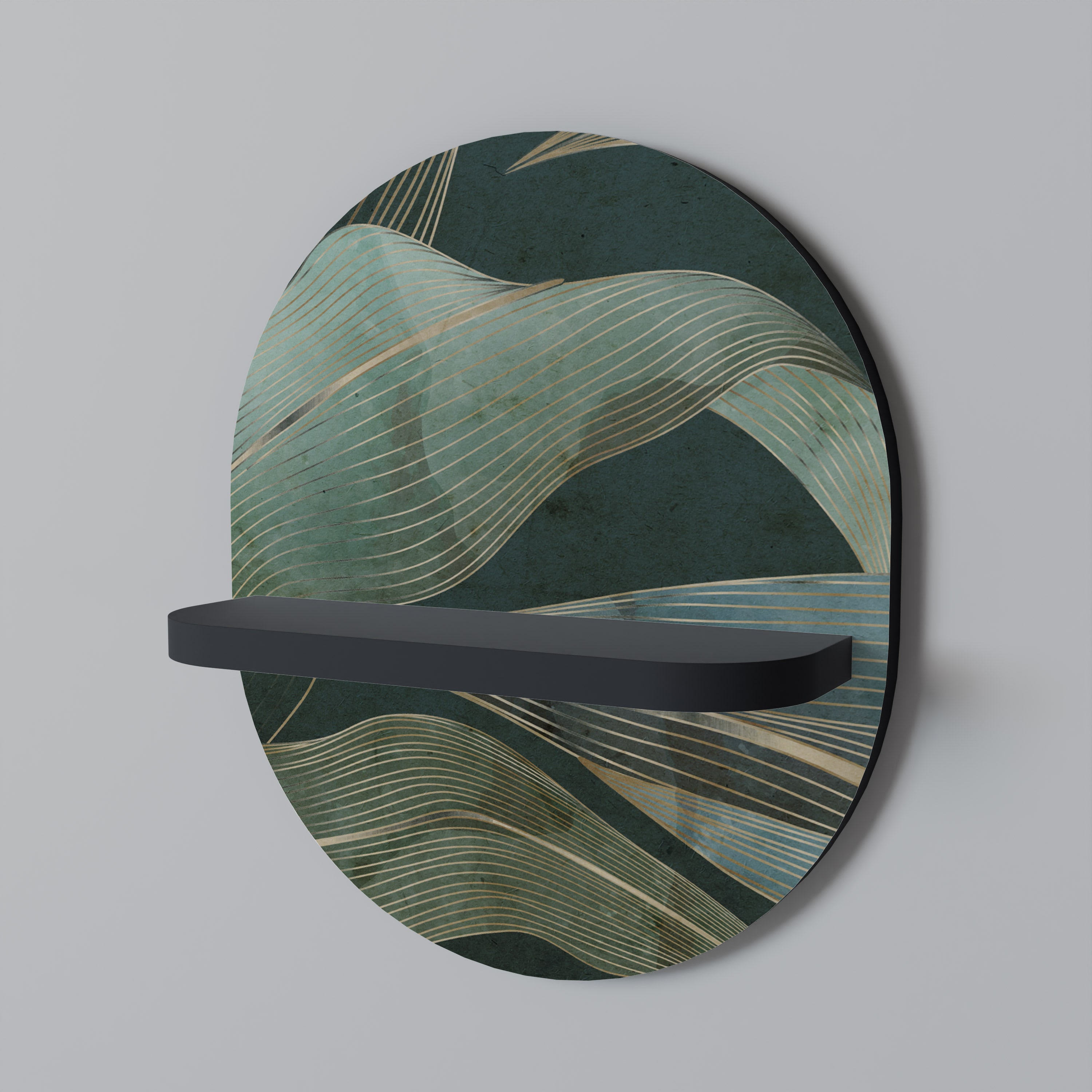 Estantería de arte ovalada ROYAL GREEN con acabado negro