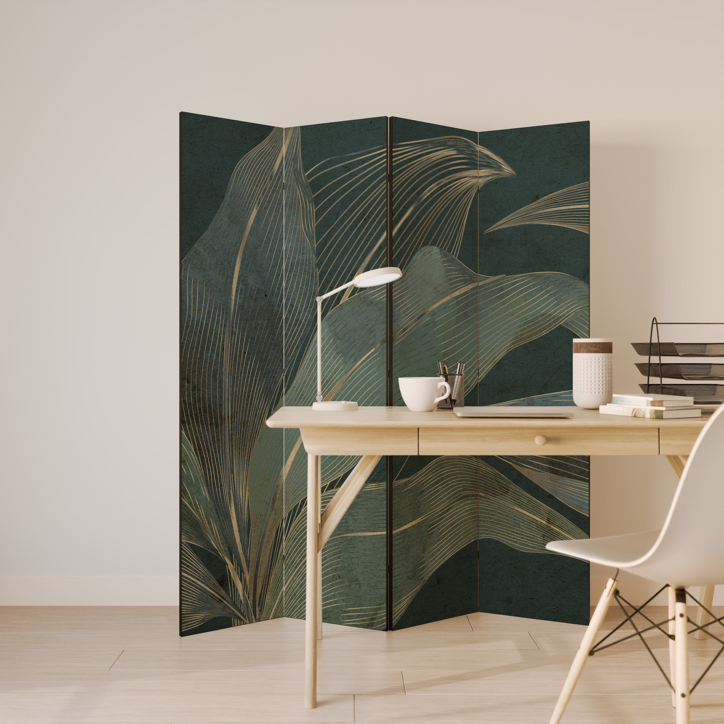 Biombo decorativo de 4 paneles ROYAL GREEN