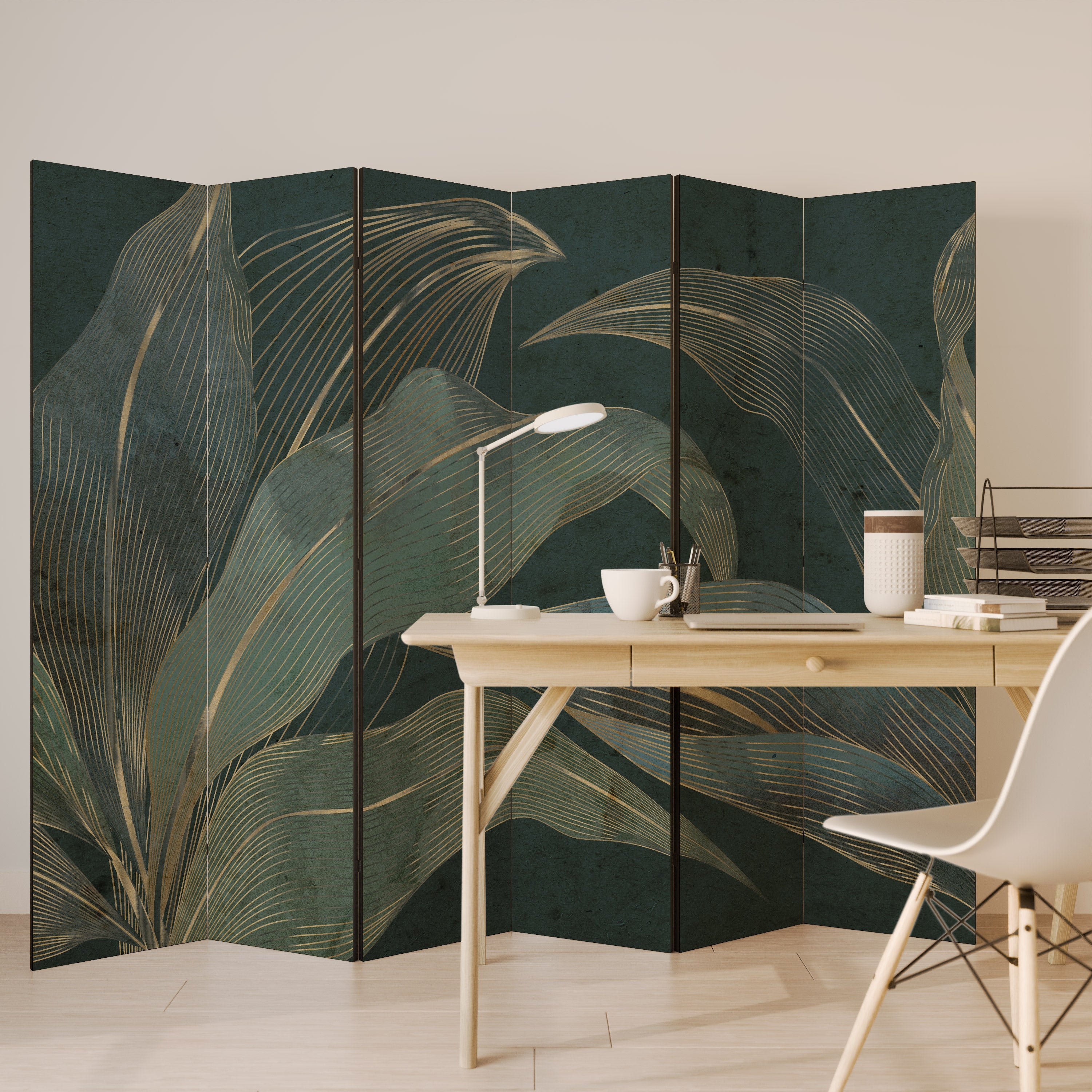 Biombo decorativo ROYAL GREEN de 6 paneles