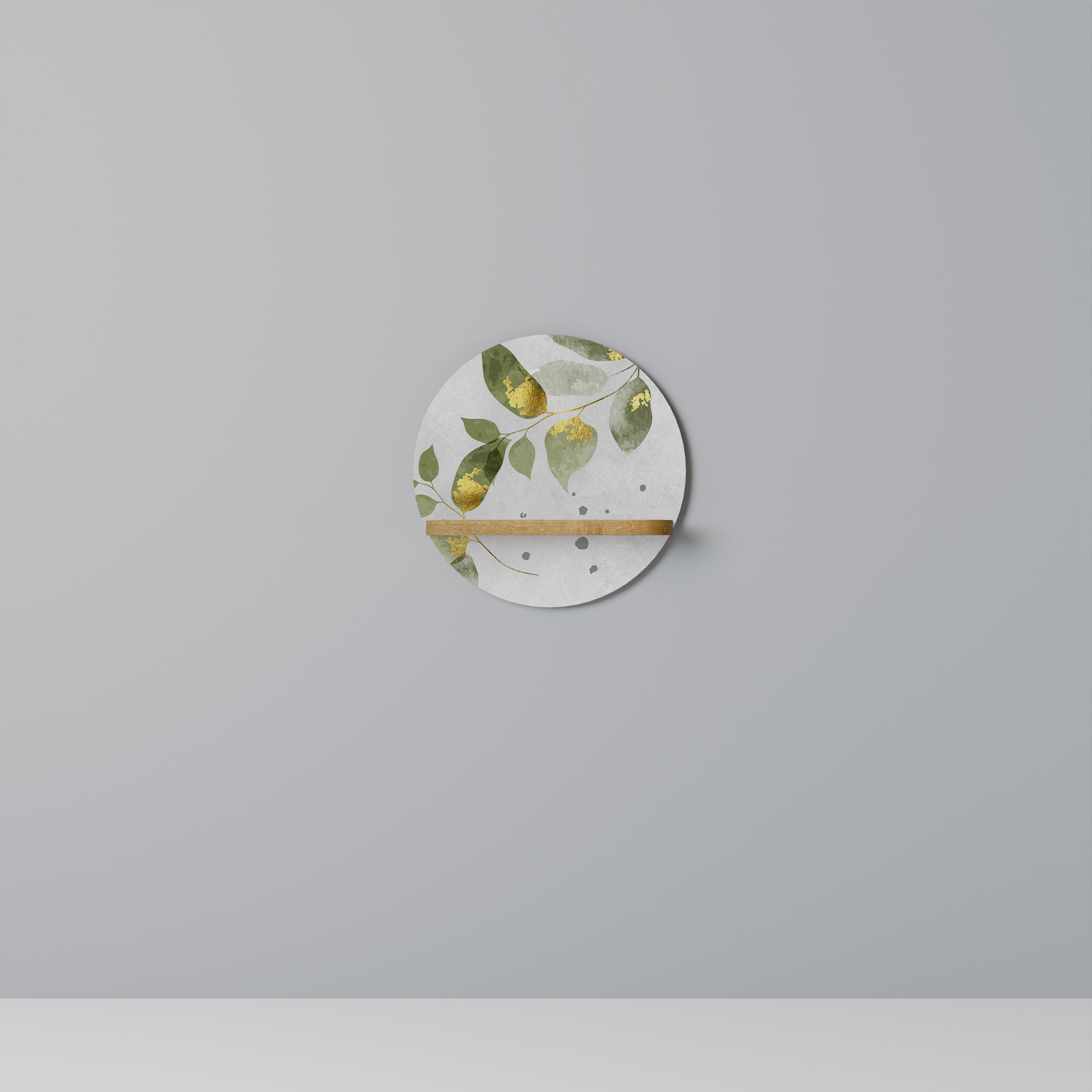 Estantería artística redonda ELEGANT BOTANICS con efecto roble