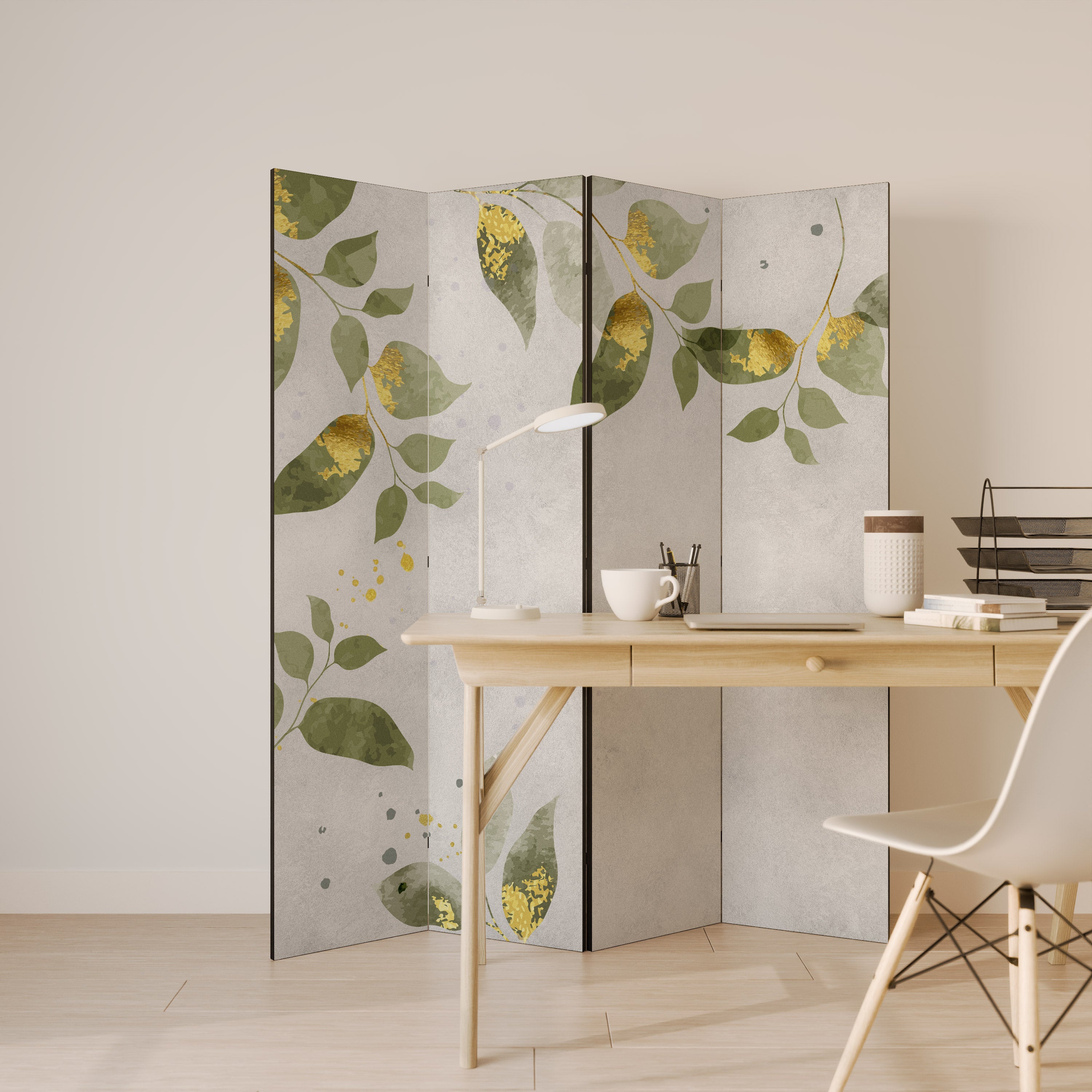 Biombo decorativo de 4 paneles ELEGANT BOTANICS