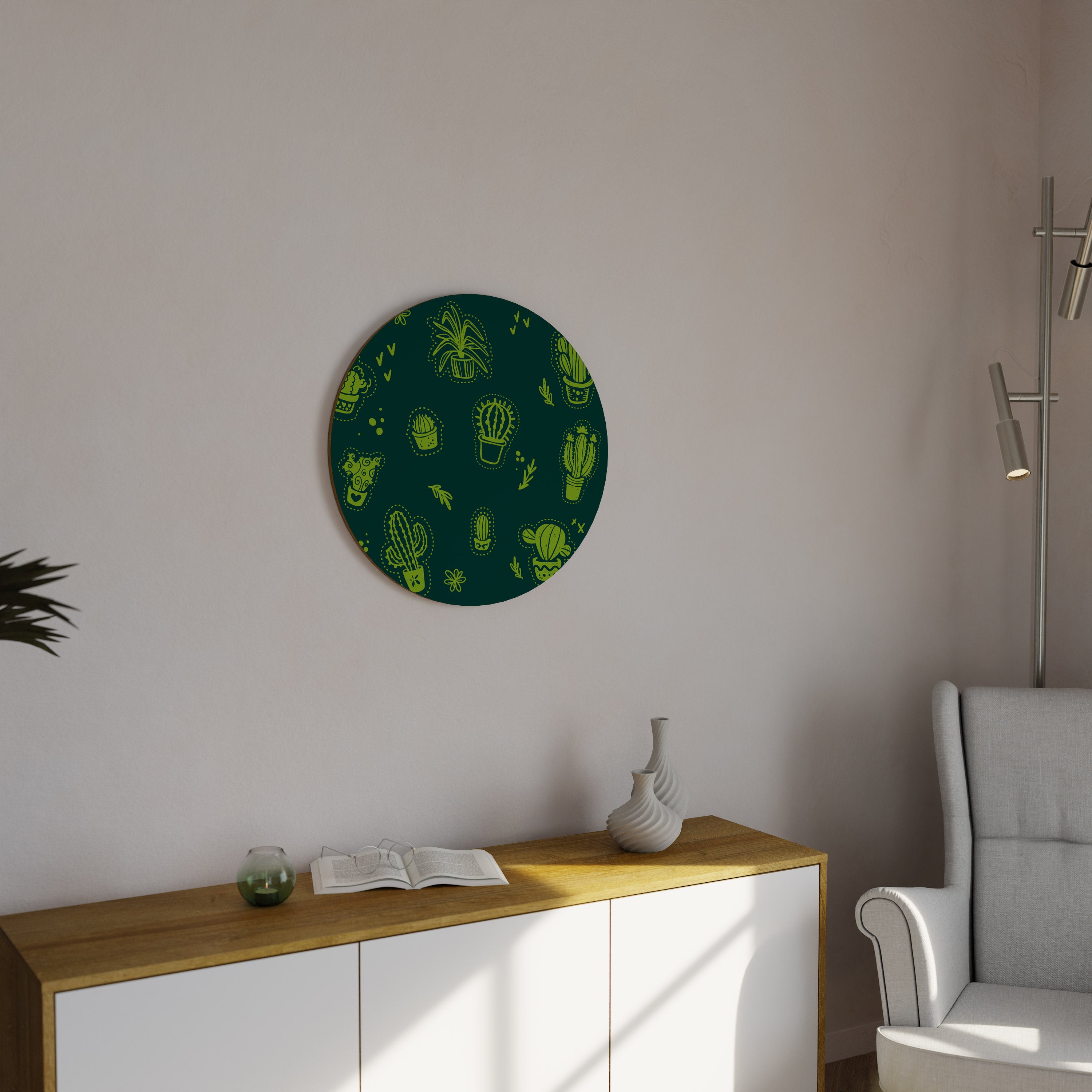 DESERT GREEN Round Wall Art