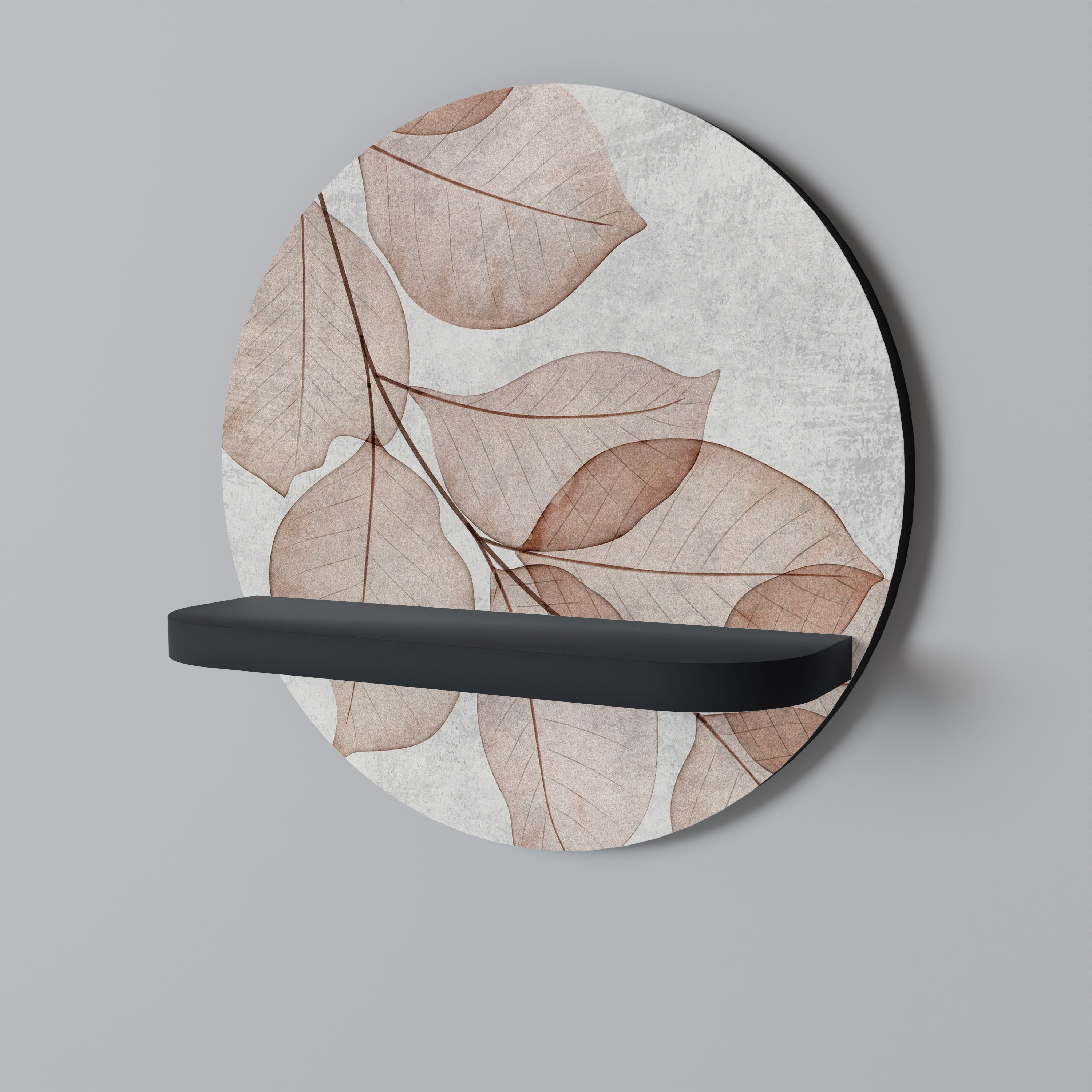 Estantería de arte redonda AUTUMN FRAGILITY en acabado negro