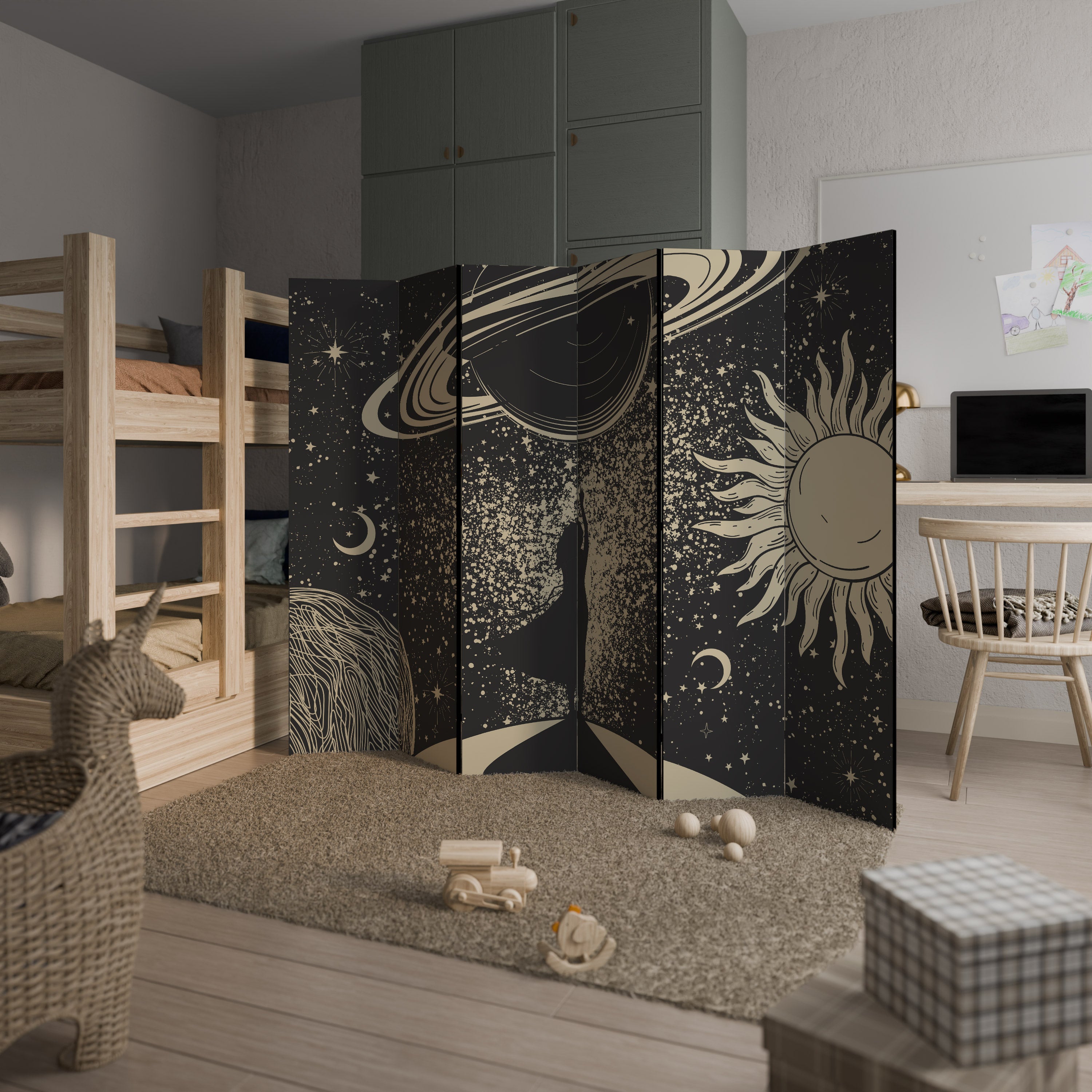 Biombo decorativo de 6 paneles MYSTIC UNIVERSE