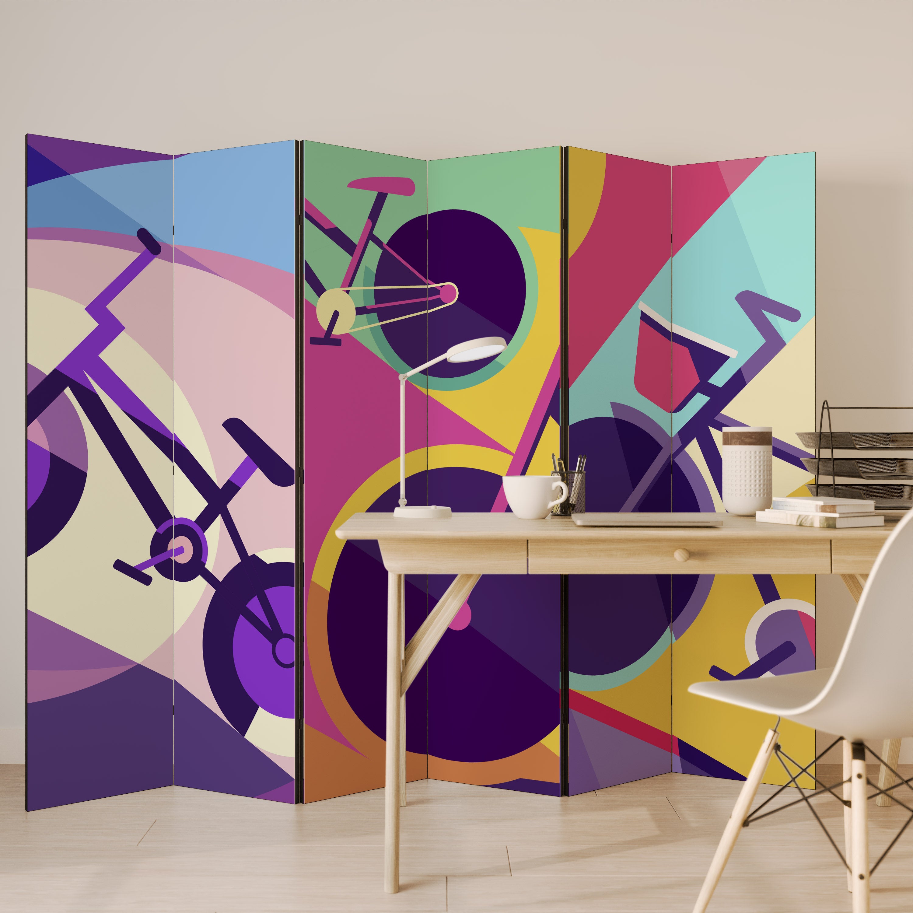 Biombo decorativo de 6 paneles BIKE DREAMS